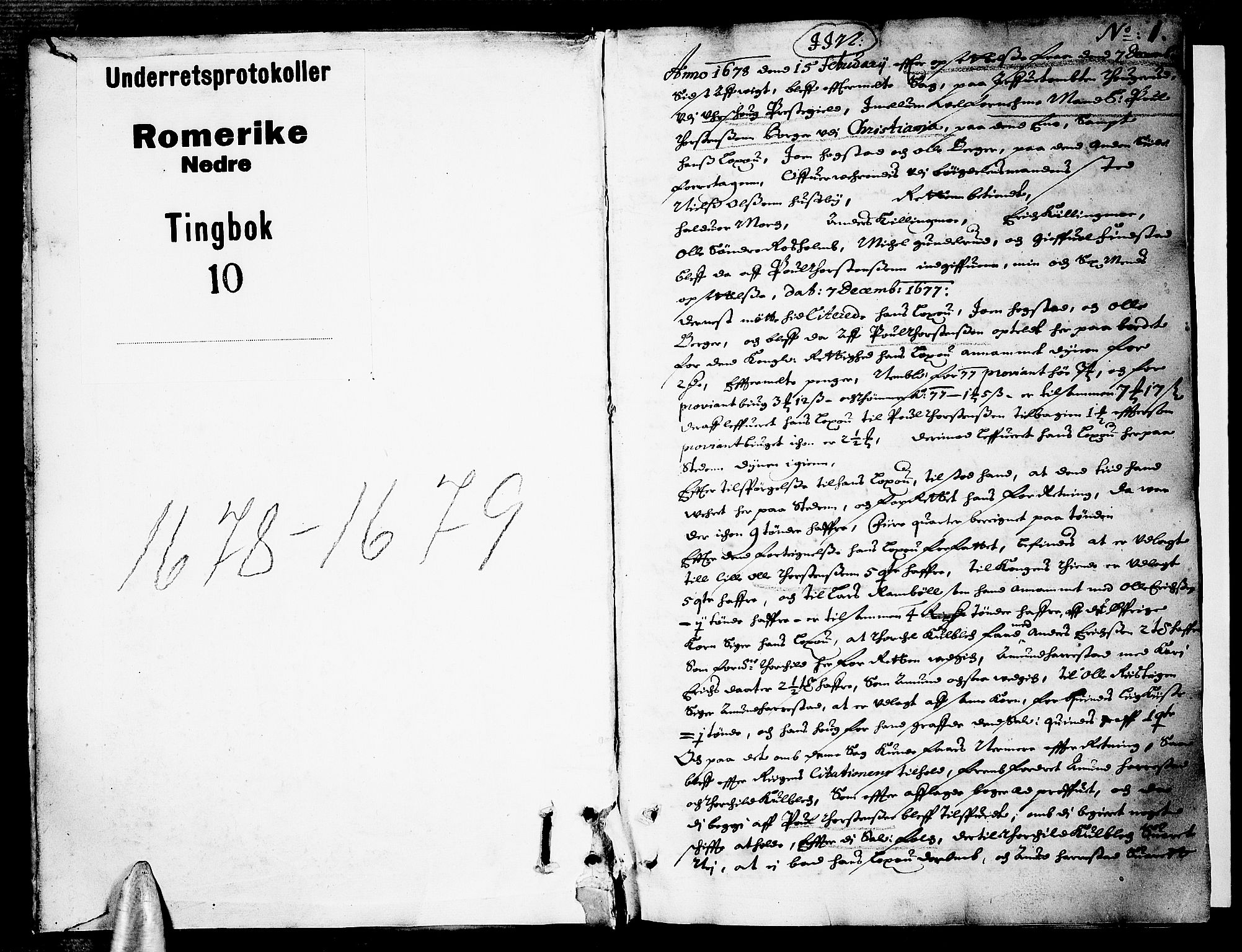 Nedre Romerike sorenskriveri, SAO/A-10469/F/Fb/L0010: Tingbok, 1678-1679, s. 0b-1a