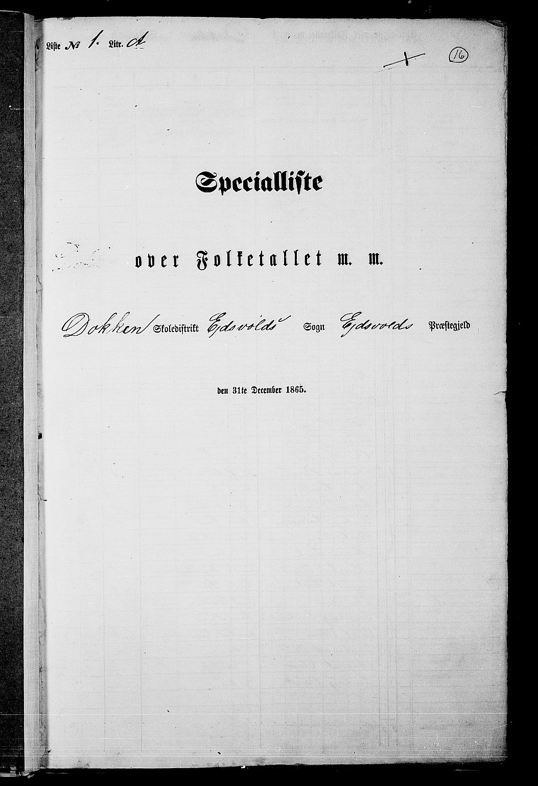 RA, Folketelling 1865 for 0237P Eidsvoll prestegjeld, 1865, s. 15