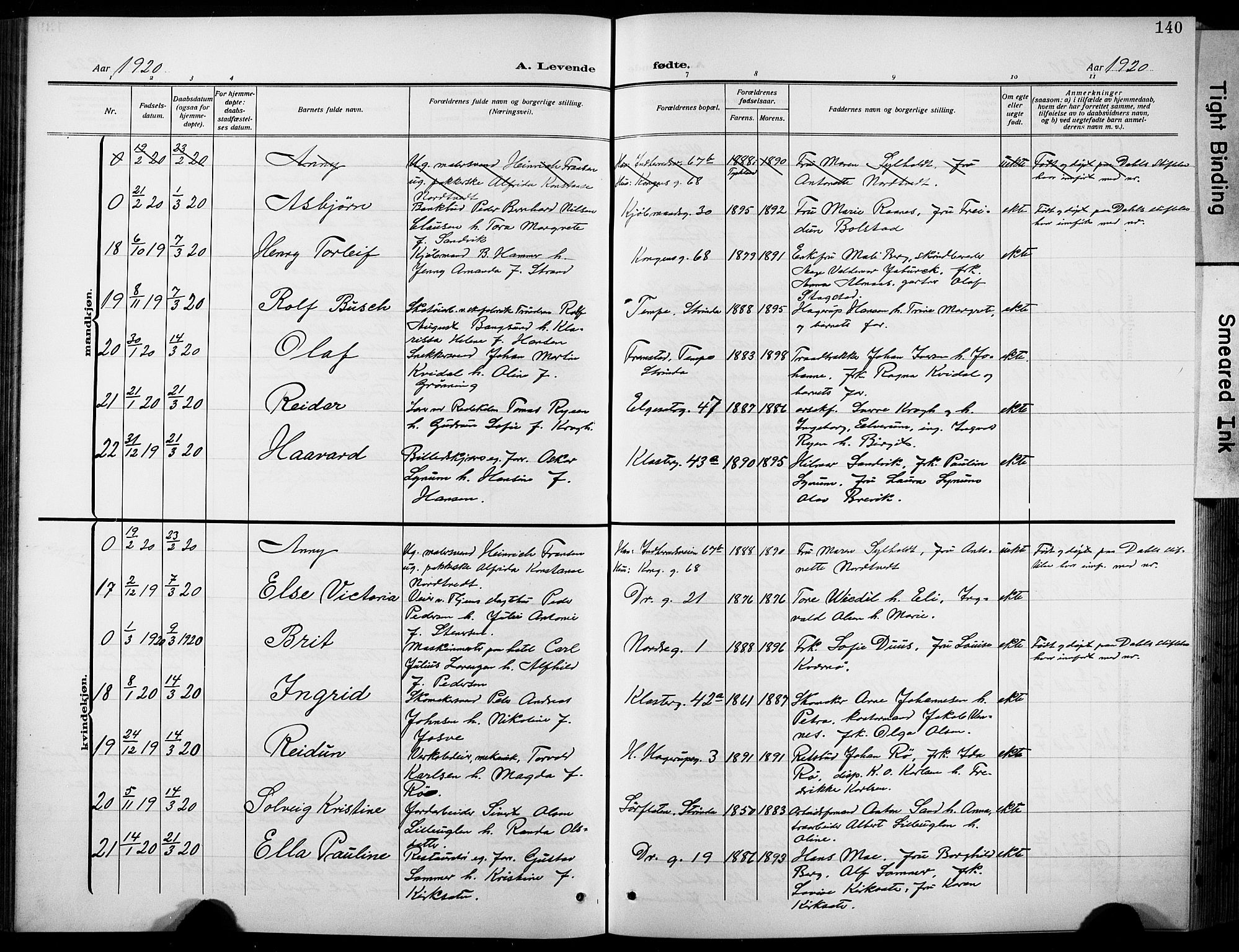 Ministerialprotokoller, klokkerbøker og fødselsregistre - Sør-Trøndelag, SAT/A-1456/601/L0096: Klokkerbok nr. 601C14, 1911-1931, s. 140