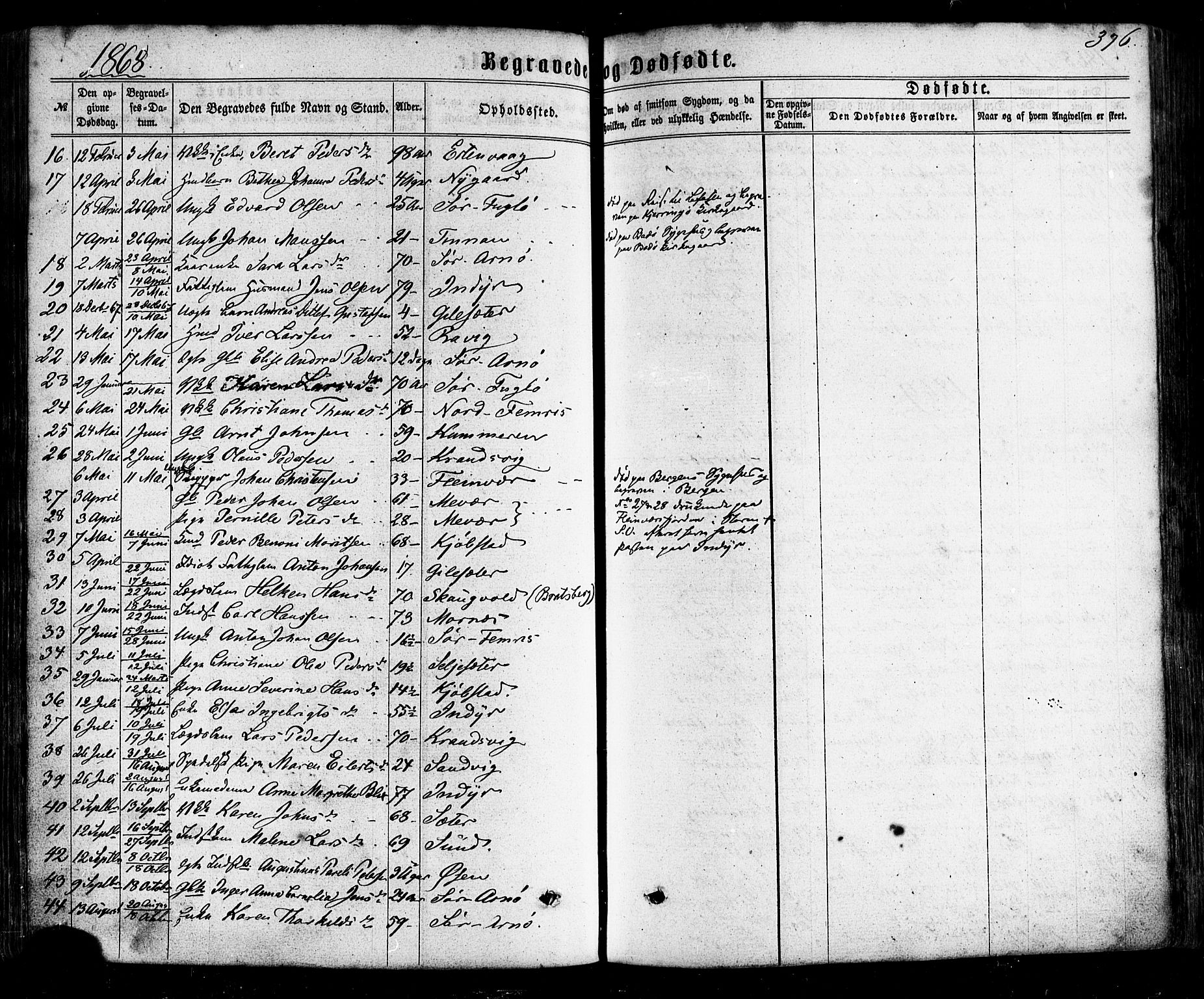 Ministerialprotokoller, klokkerbøker og fødselsregistre - Nordland, AV/SAT-A-1459/805/L0098: Ministerialbok nr. 805A05, 1862-1879, s. 376