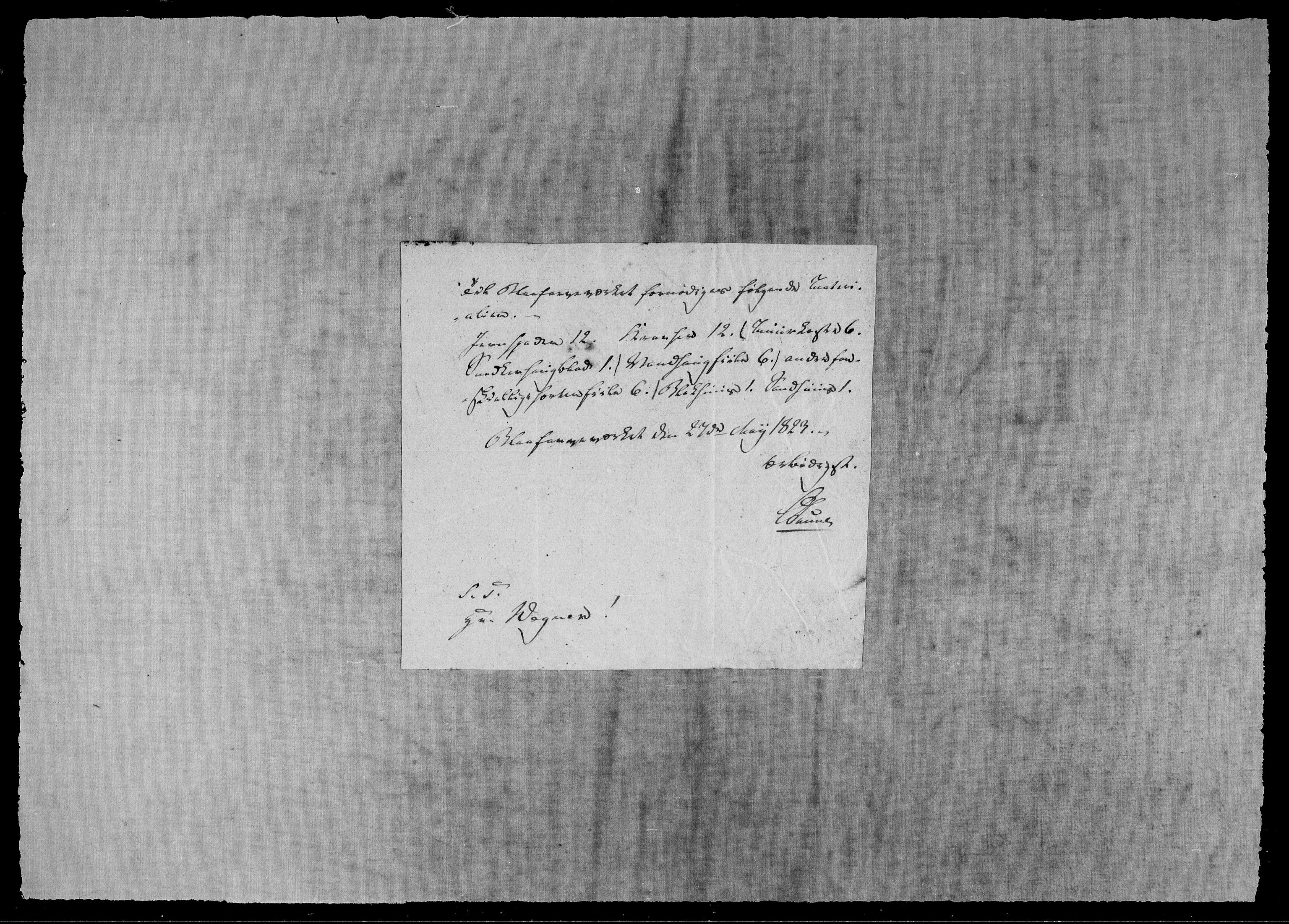 Modums Blaafarveværk, RA/PA-0157/G/Gb/L0136/0001: -- / Brev fra materialkontoret, 1822-1826, s. 7
