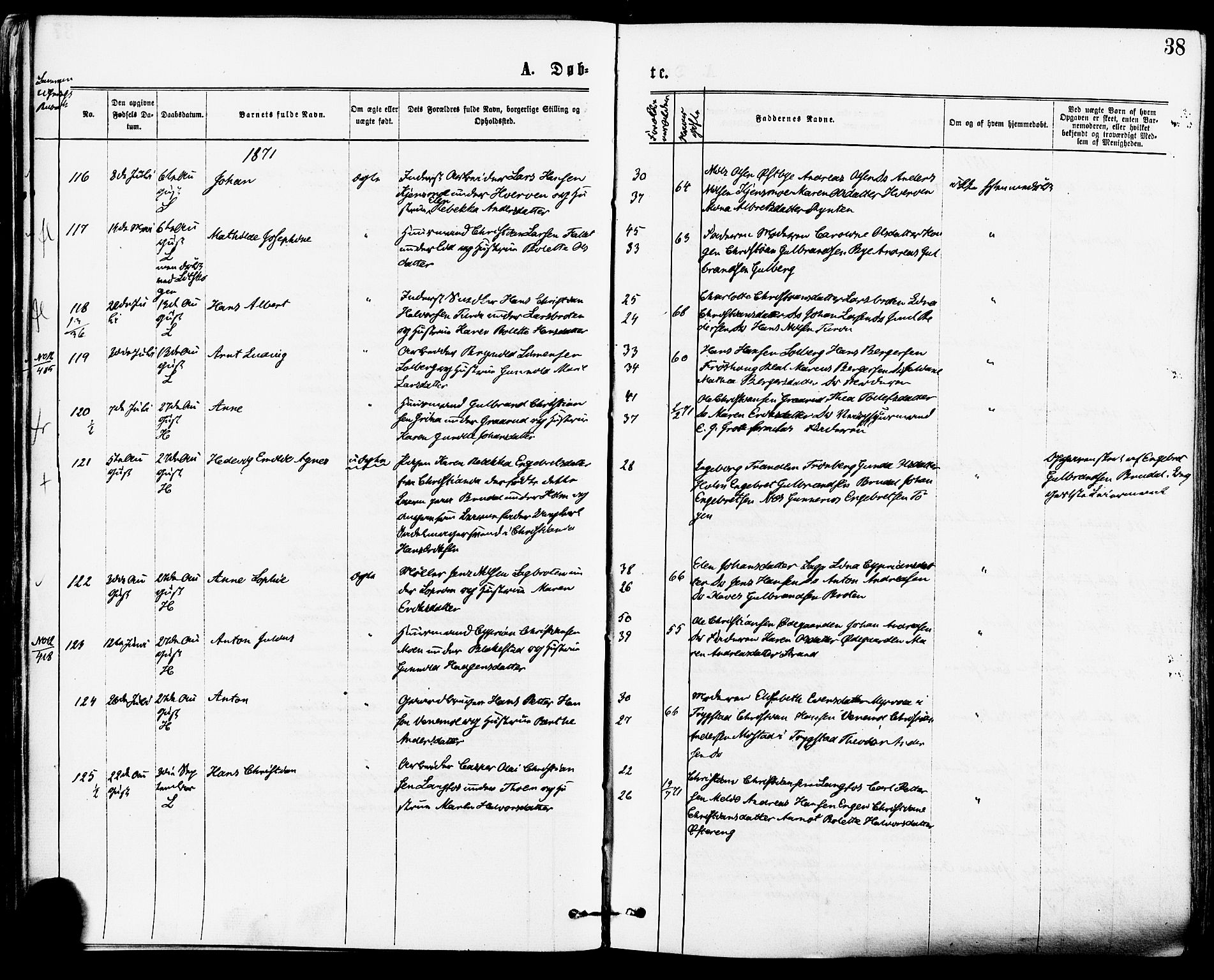 Høland prestekontor Kirkebøker, AV/SAO-A-10346a/F/Fa/L0012.a: Ministerialbok nr. I 12A, 1869-1879, s. 38