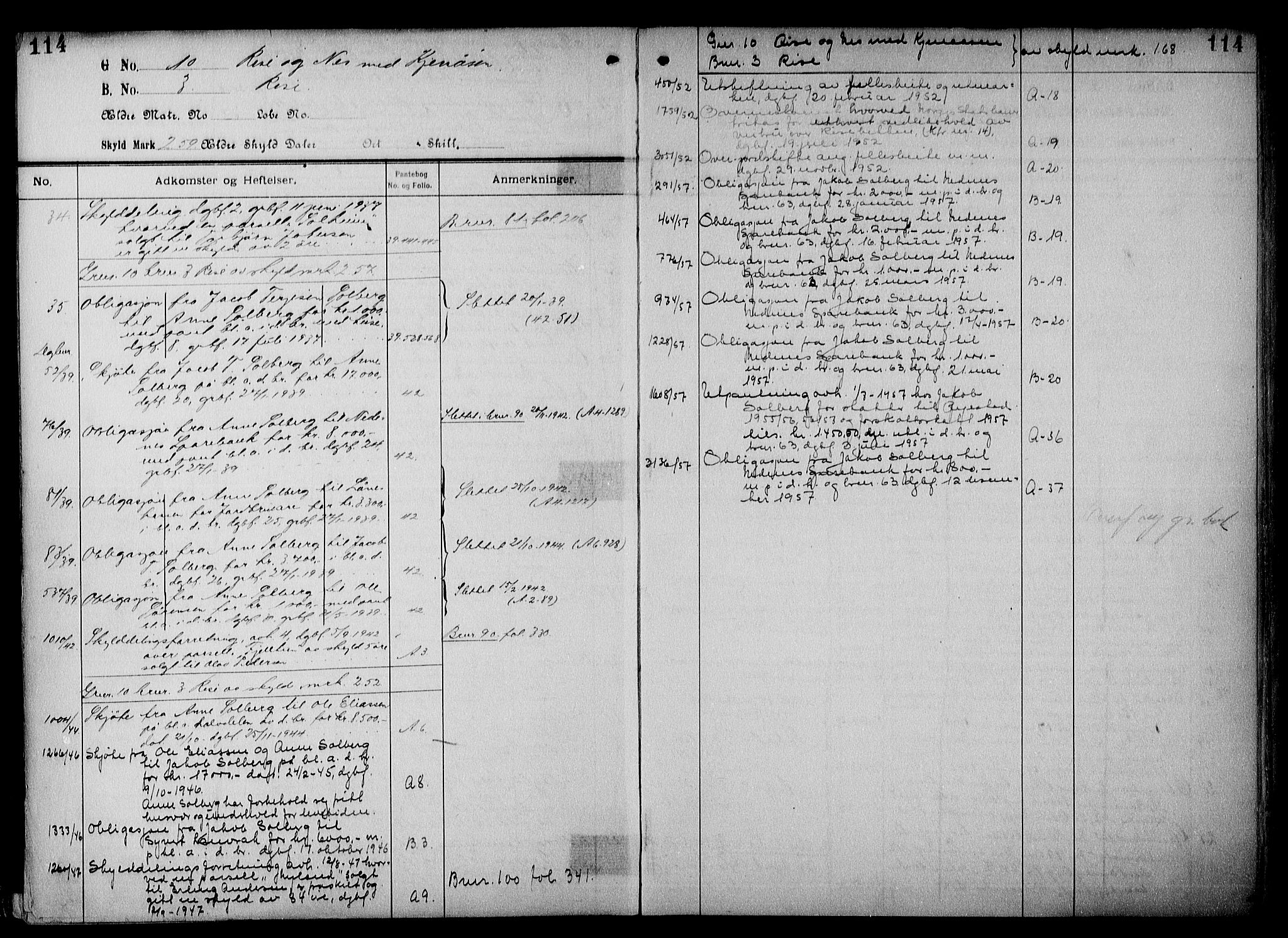 Nedenes sorenskriveri, AV/SAK-1221-0006/G/Ga/Gaa/L0063: Panteregister nr. 54a, 1800-1955, s. 114