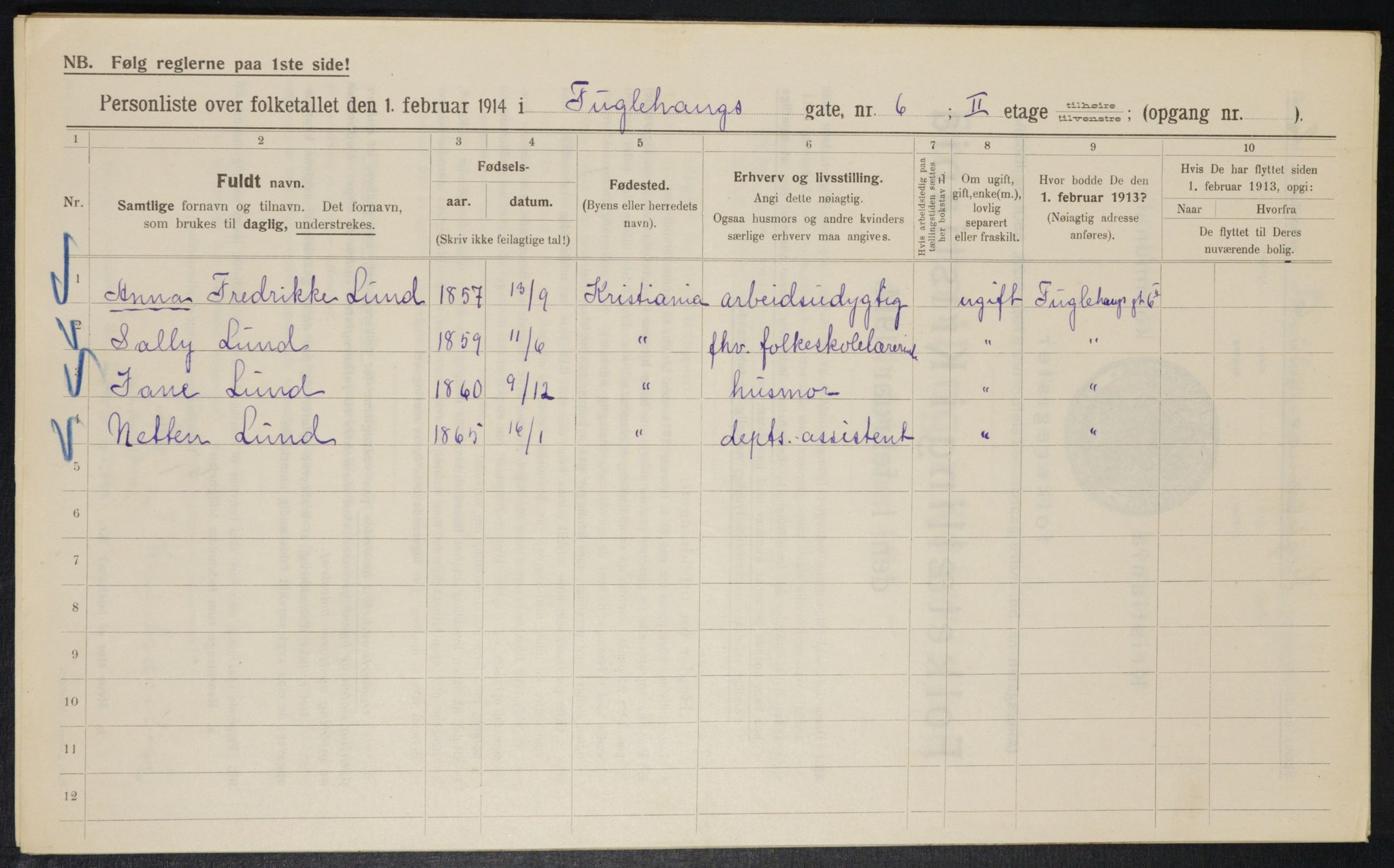 OBA, Kommunal folketelling 1.2.1914 for Kristiania, 1914, s. 28559