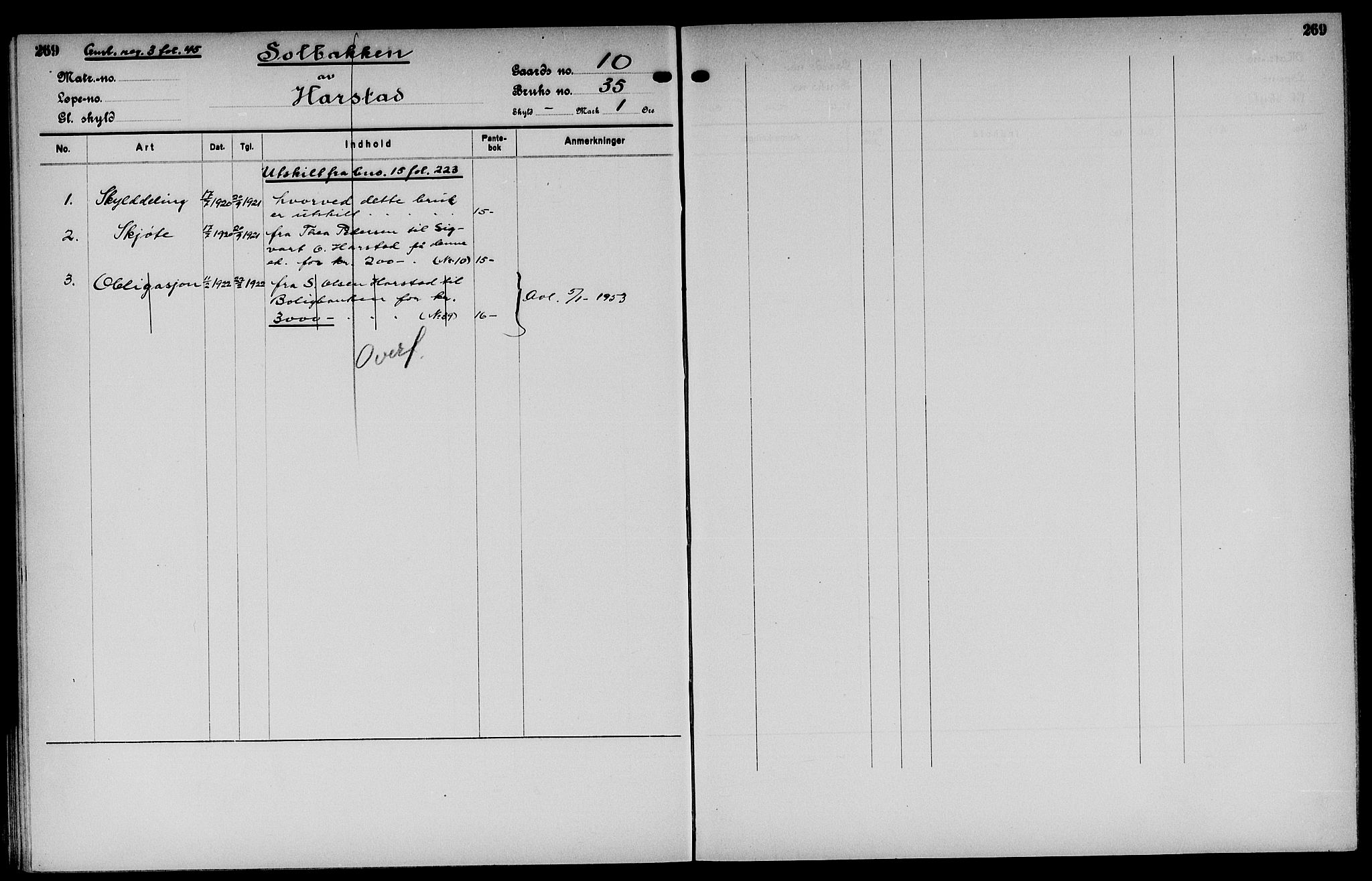 Vinger og Odal sorenskriveri, AV/SAH-TING-022/H/Ha/Hac/Hacd/L0002: Panteregister nr. 3.2, 1932, s. 269