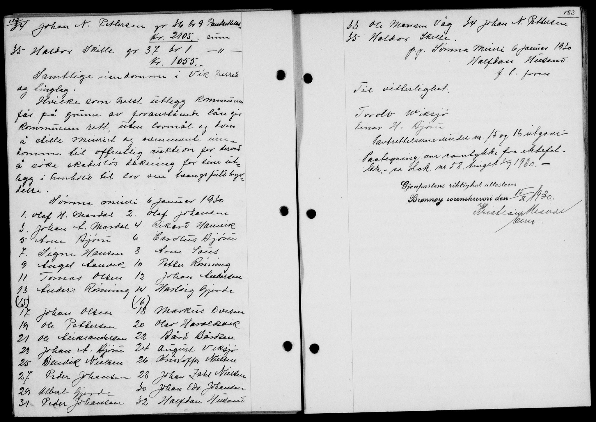 Brønnøy sorenskriveri, SAT/A-4170/1/2/2C/L0008: Pantebok nr. 8, 1929-1931, s. 182-183, Tingl.dato: 15.02.1930