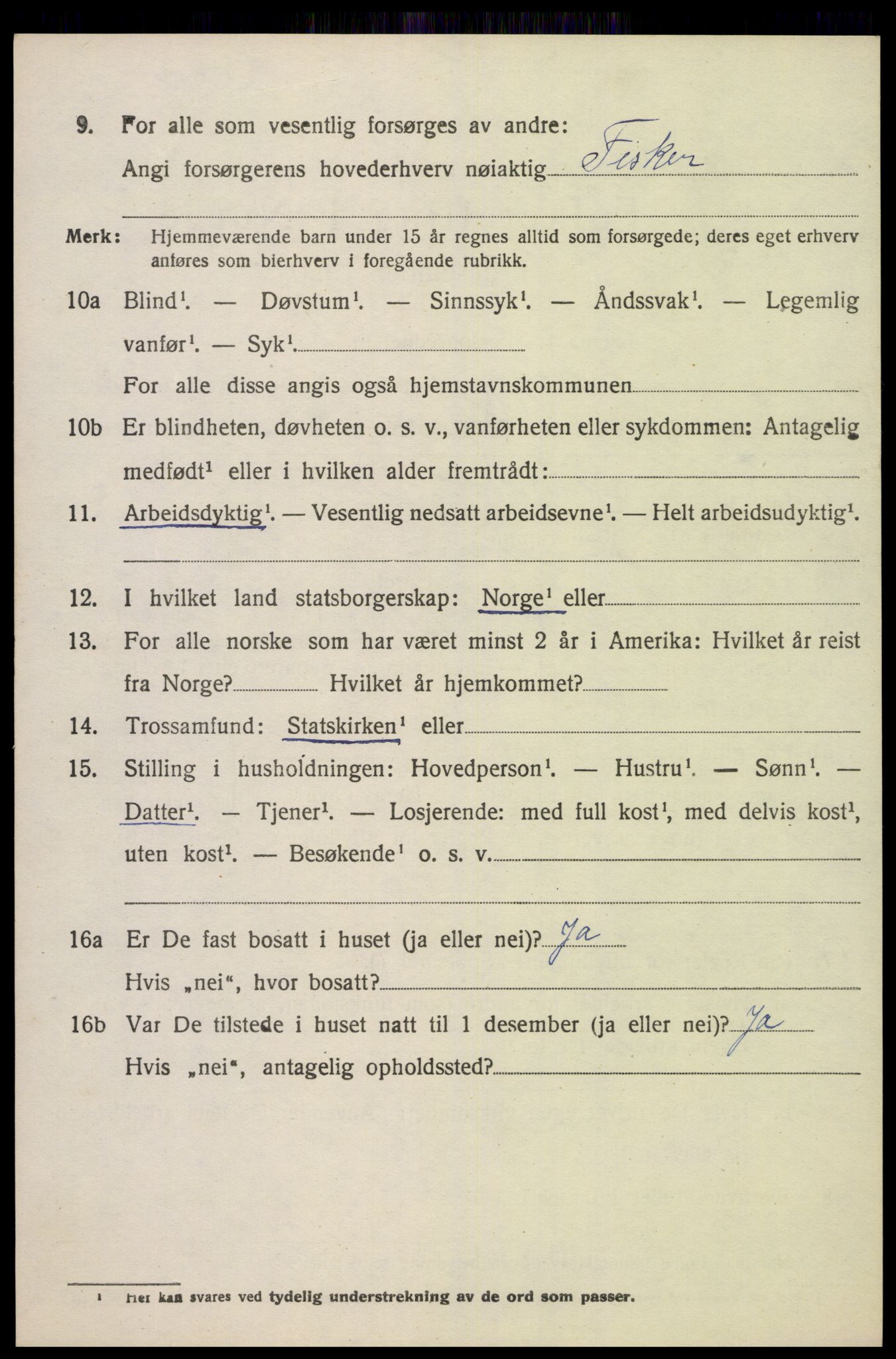 SAK, Folketelling 1920 for 1018 Søgne herred, 1920, s. 1488