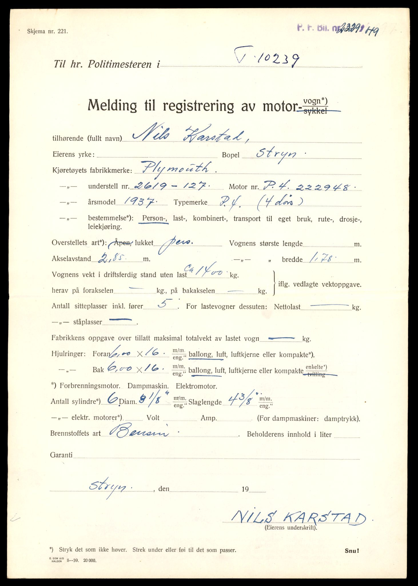 Møre og Romsdal vegkontor - Ålesund trafikkstasjon, AV/SAT-A-4099/F/Fe/L0019: Registreringskort for kjøretøy T 10228 - T 10350, 1927-1998, s. 249