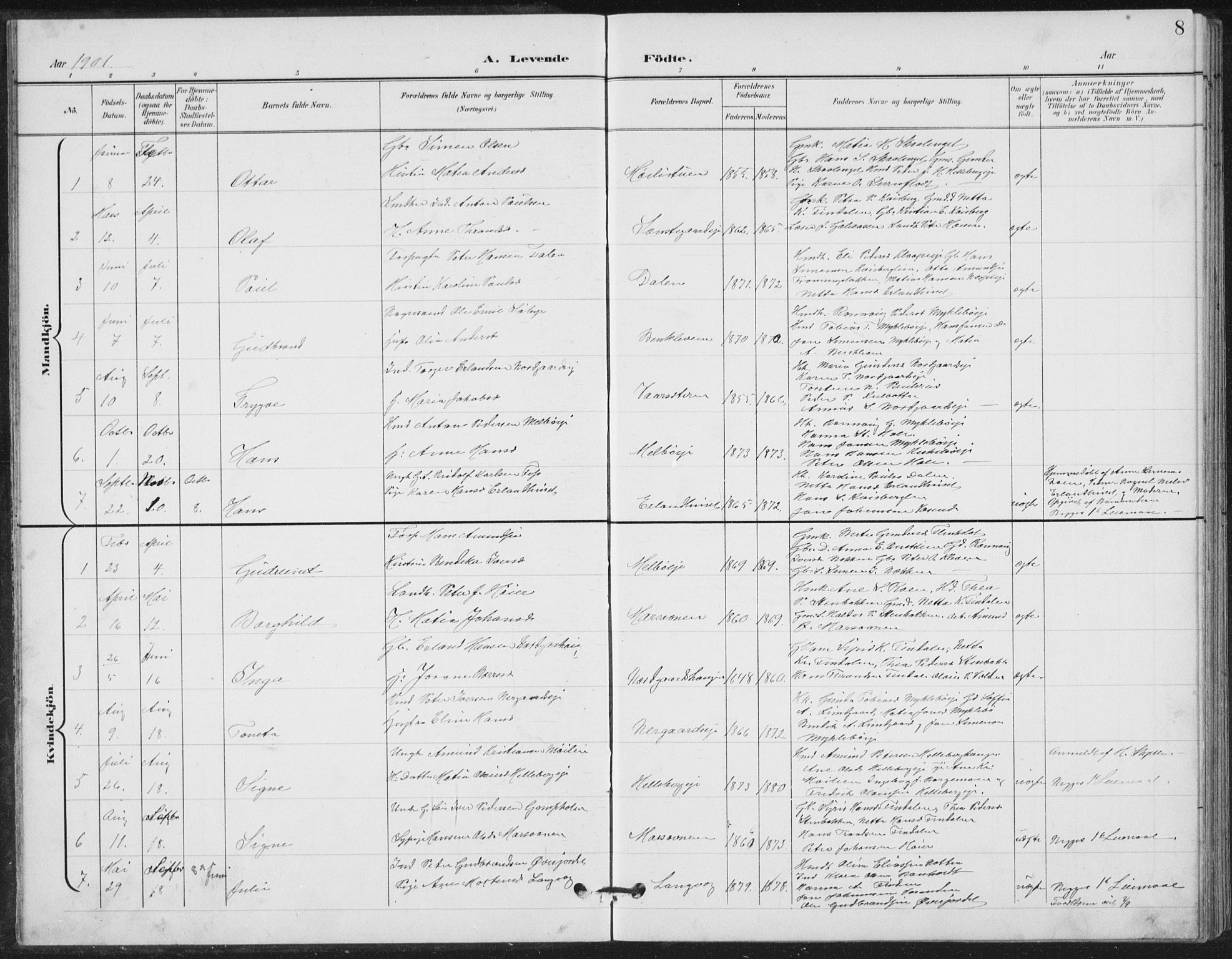 Vestre Gausdal prestekontor, AV/SAH-PREST-094/H/Ha/Hab/L0004: Klokkerbok nr. 4, 1898-1939, s. 8
