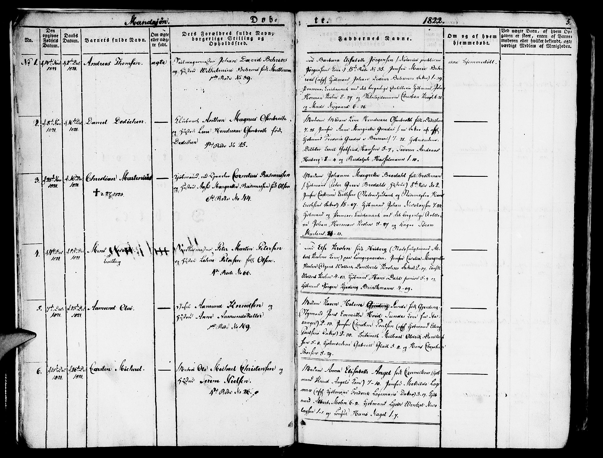 Nykirken Sokneprestembete, AV/SAB-A-77101/H/Haa/L0012: Ministerialbok nr. A 12, 1821-1844, s. 5