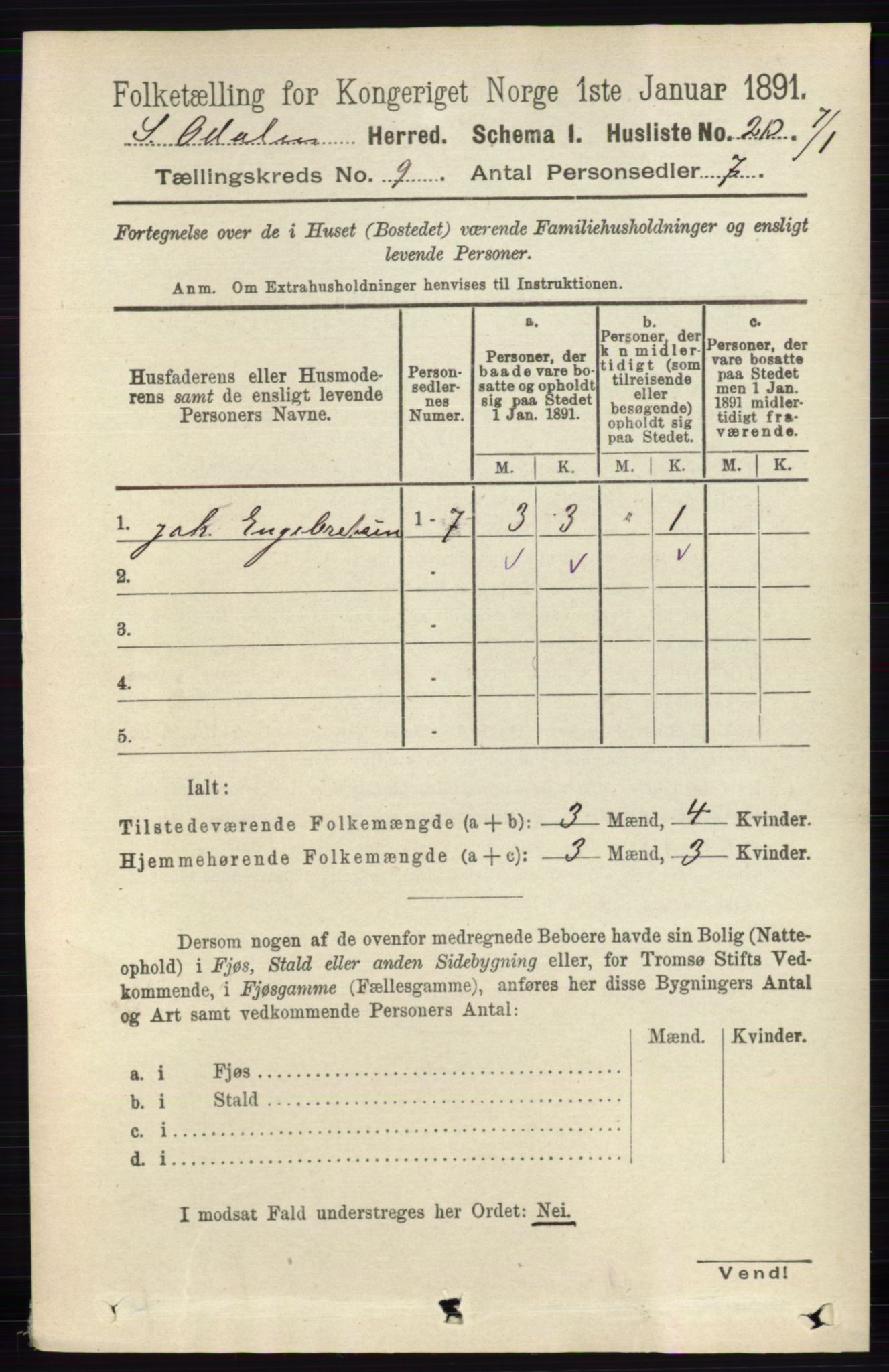 RA, Folketelling 1891 for 0419 Sør-Odal herred, 1891, s. 4136