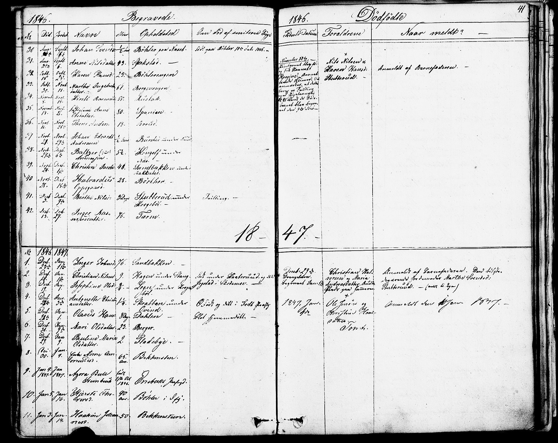 Enebakk prestekontor Kirkebøker, AV/SAO-A-10171c/F/Fa/L0013: Ministerialbok nr. I 13, 1832-1882, s. 41