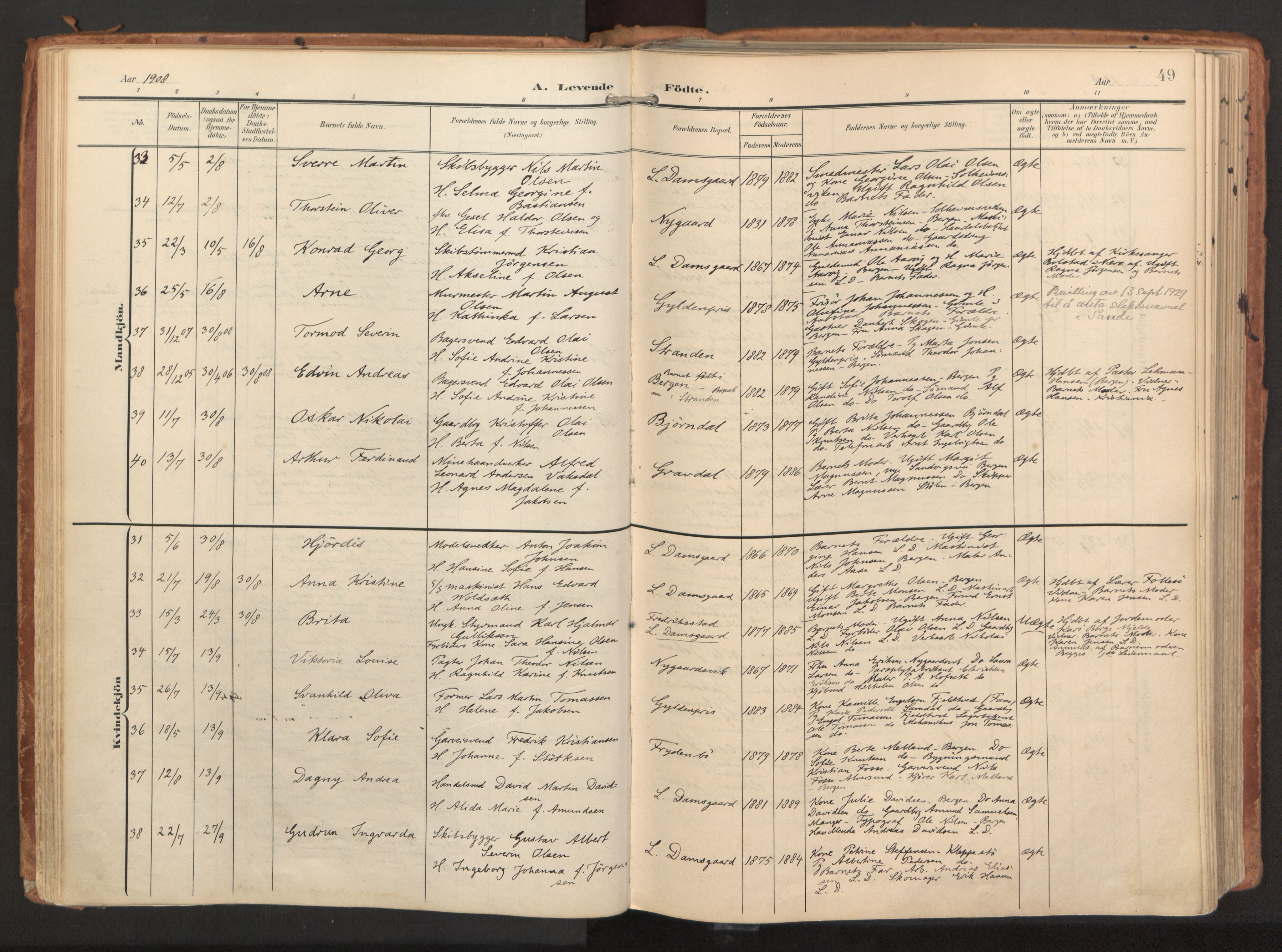 Laksevåg Sokneprestembete, AV/SAB-A-76501/H/Ha/Haa/Haaa/L0001: Ministerialbok nr. A 1, 1903-1917, s. 49