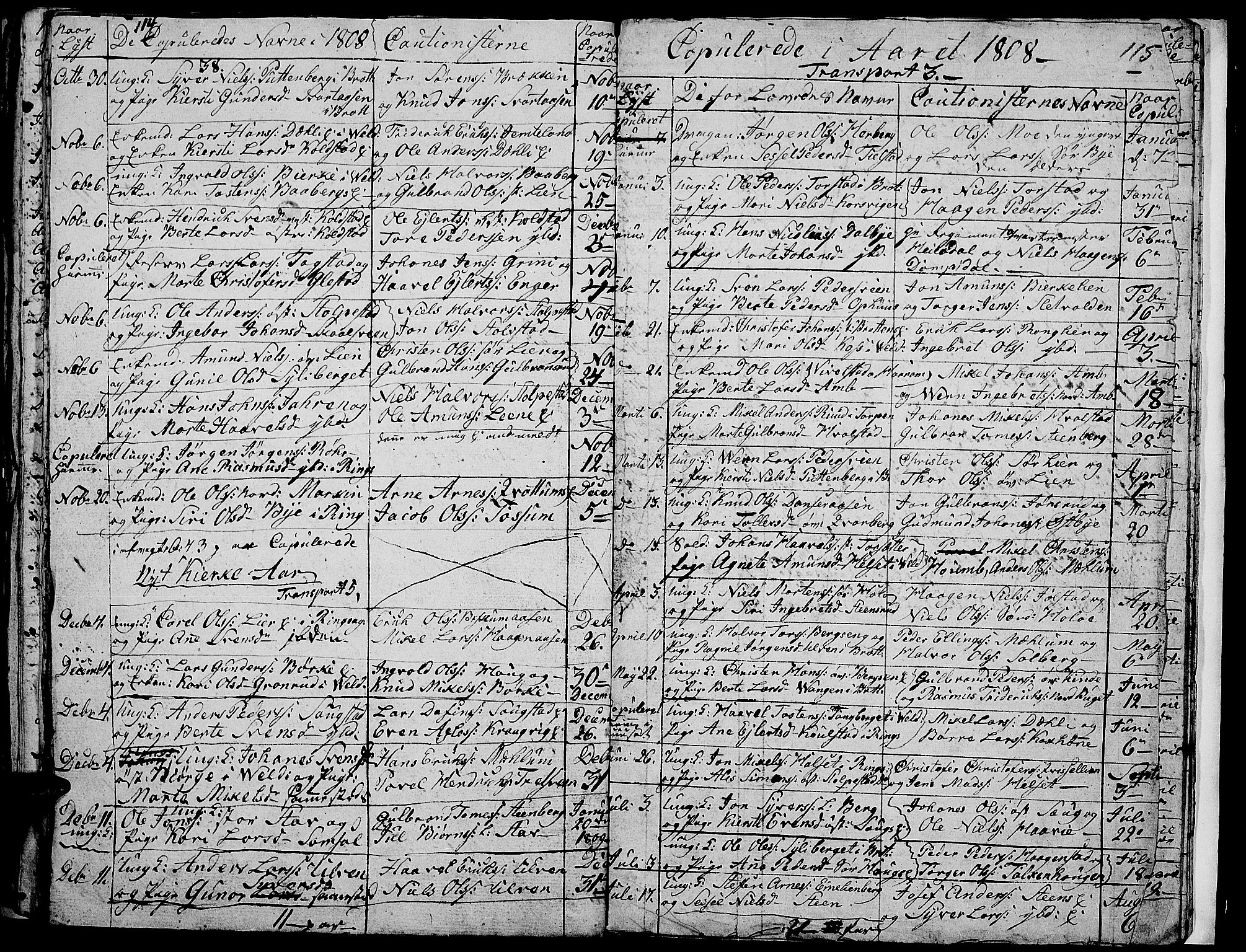 Ringsaker prestekontor, AV/SAH-PREST-014/I/Ia/L0005/0008: Kladd til kirkebok nr. 5.8, 1807-1811, s. 114-115