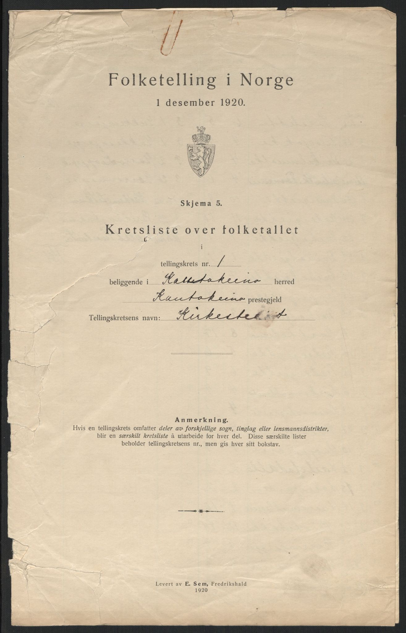 SATØ, Folketelling 1920 for 2011 Kautokeino herred, 1920, s. 6