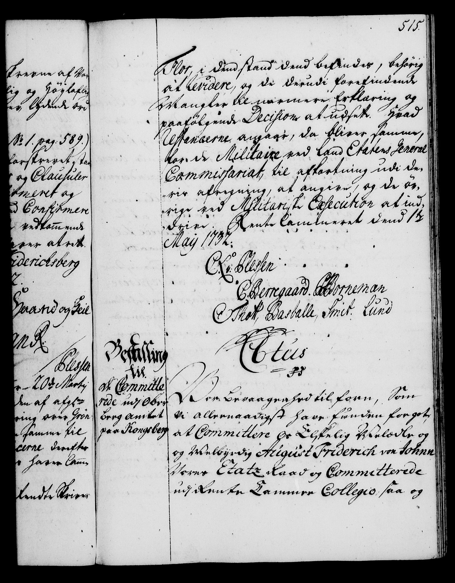 Rentekammeret, Kammerkanselliet, RA/EA-3111/G/Gg/Gga/L0003: Norsk ekspedisjonsprotokoll med register (merket RK 53.3), 1727-1734, s. 515