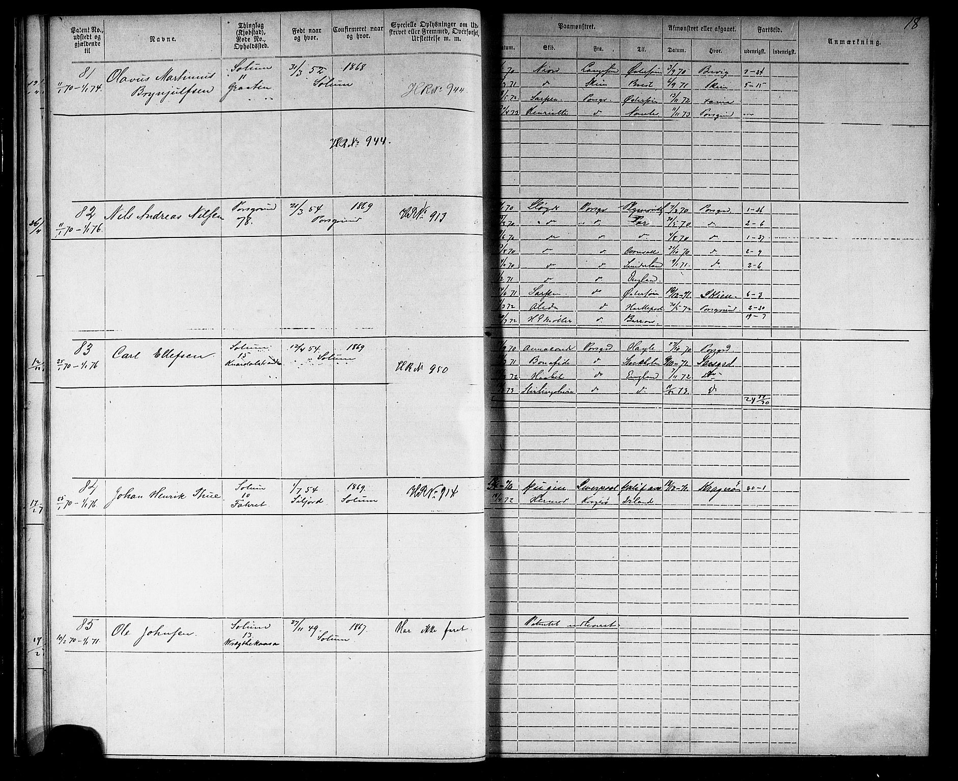 Porsgrunn innrulleringskontor, AV/SAKO-A-829/F/Fb/L0002: Annotasjonsrulle, 1868-1901, s. 20