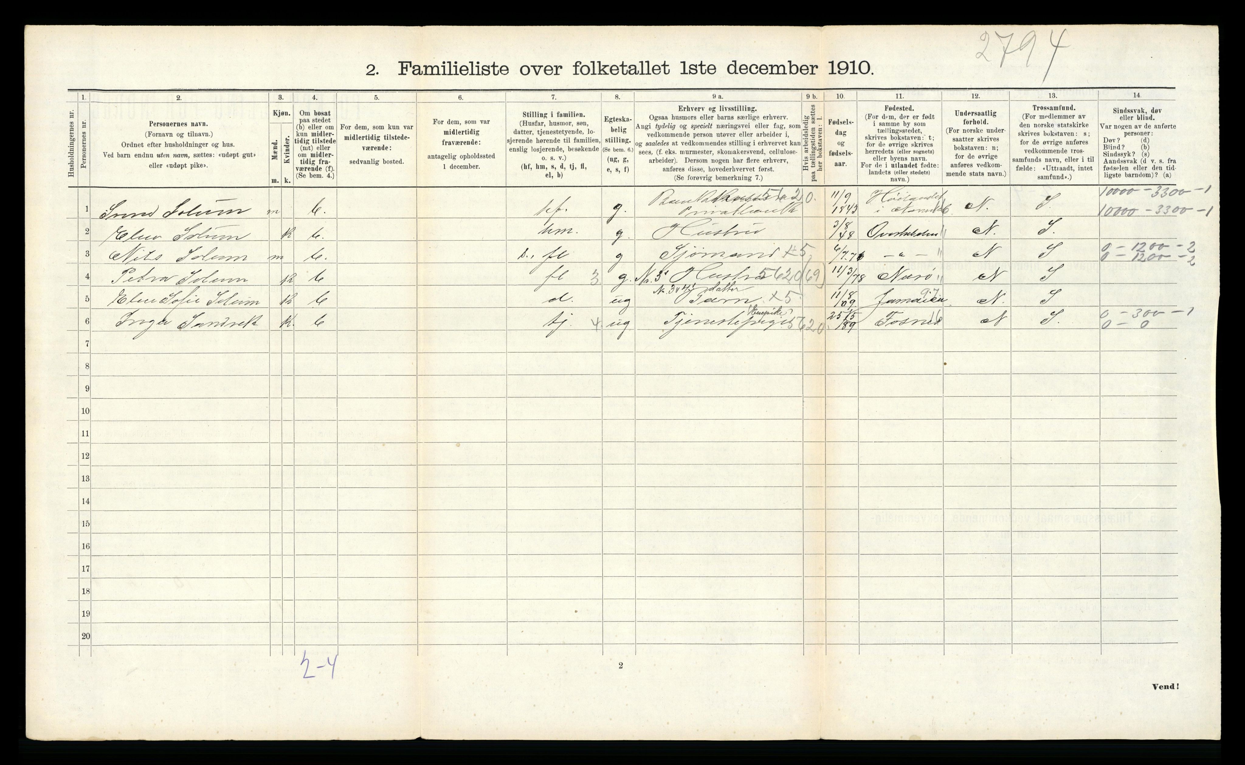 RA, Folketelling 1910 for 1703 Namsos ladested, 1910, s. 1003