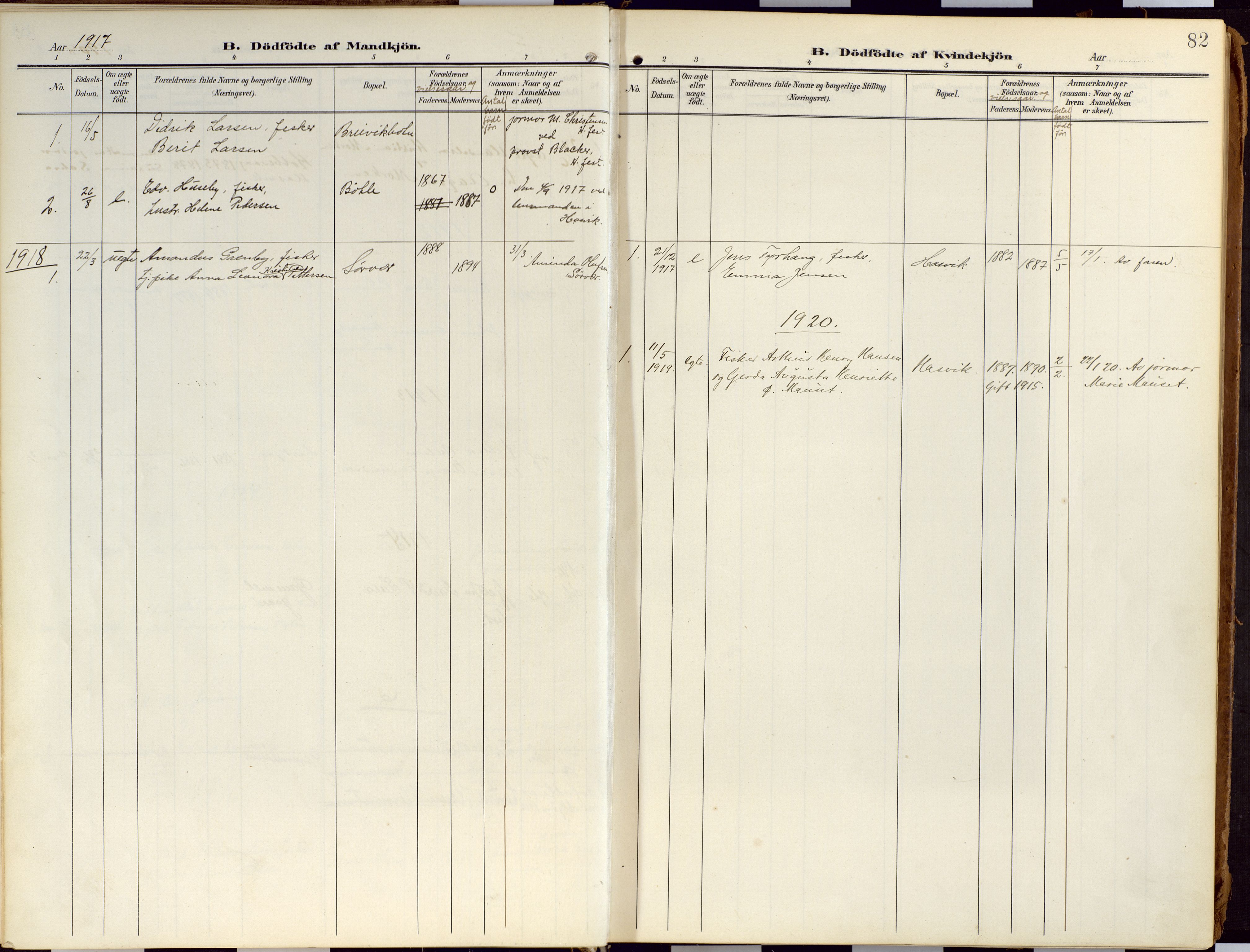 Loppa sokneprestkontor, AV/SATØ-S-1339/H/Ha/L0010kirke: Ministerialbok nr. 10, 1907-1922, s. 82
