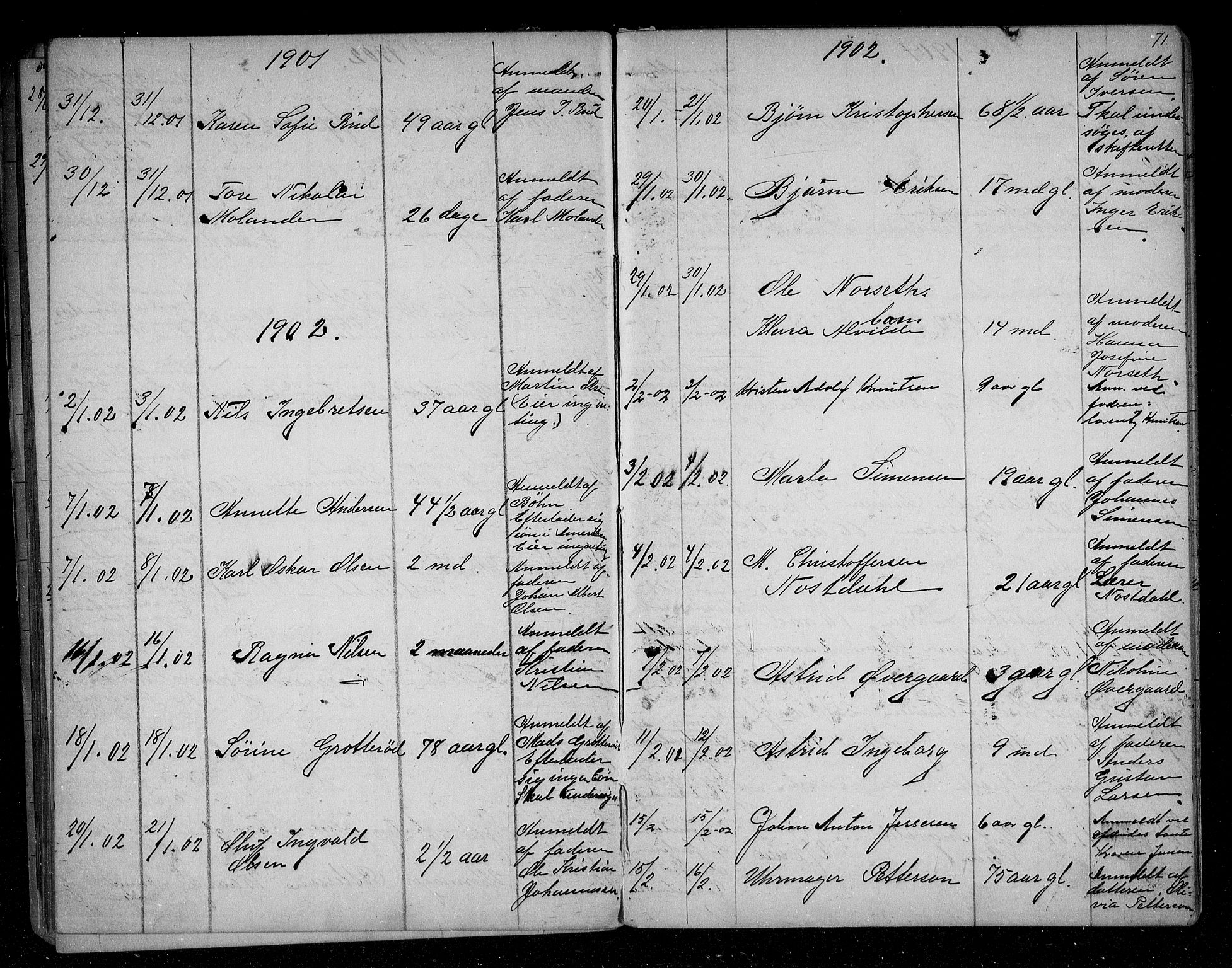 Sarpsborg byfogd, AV/SAO-A-10864/H/Ha/Haa/L0001: Dødsfallsprotokoll, 1880-1904, s. 70b-71a