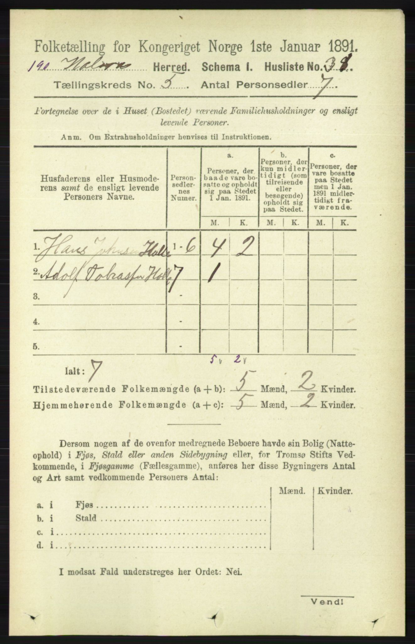RA, Folketelling 1891 for 1019 Halse og Harkmark herred, 1891, s. 2010
