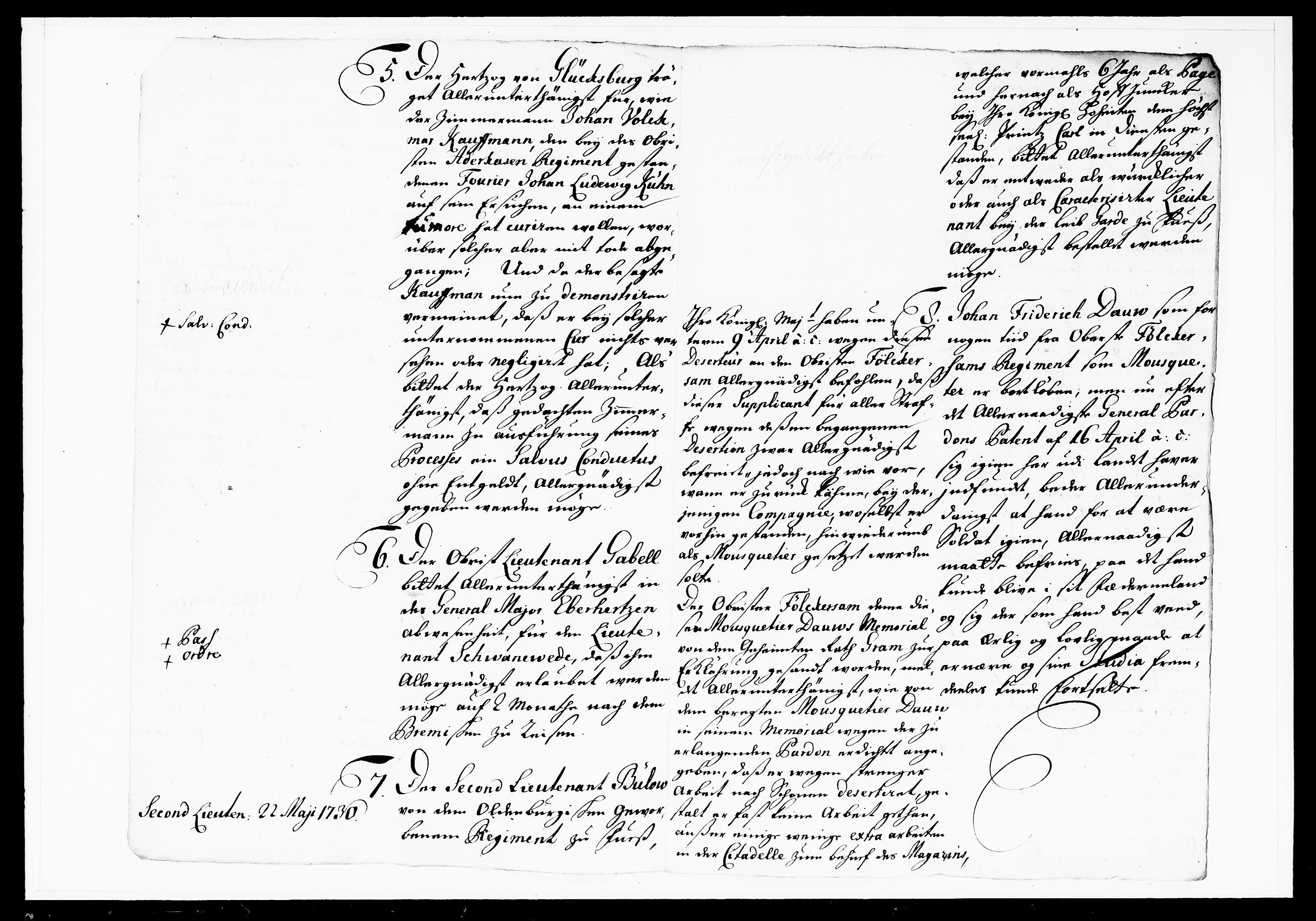 Krigskollegiet, Krigskancelliet, DRA/A-0006/-/1103-1107: Refererede sager, 1732, s. 230