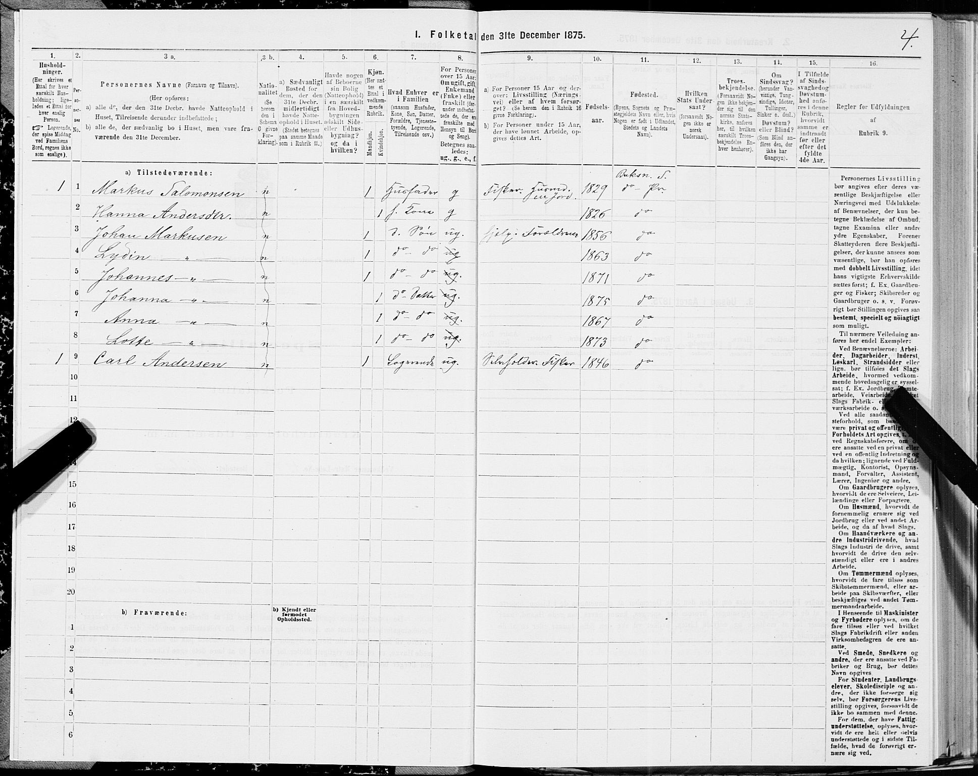 SAT, Folketelling 1875 for 1860P Buksnes prestegjeld, 1875, s. 1004