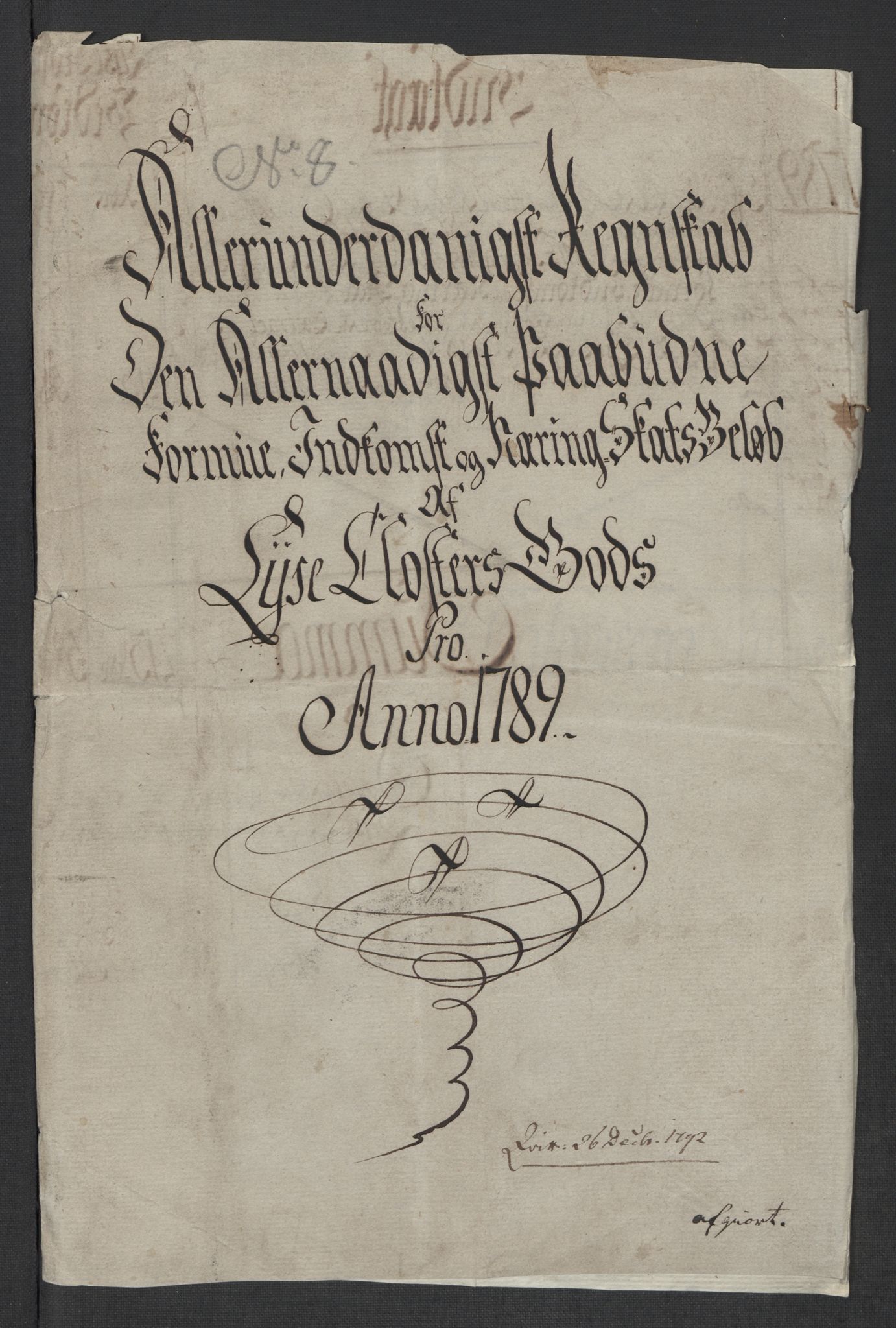 Rentekammeret inntil 1814, Reviderte regnskaper, Mindre regnskaper, RA/EA-4068/Rf/Rfe/L0022: Lista fogderi, Lyse kloster, 1789, s. 78