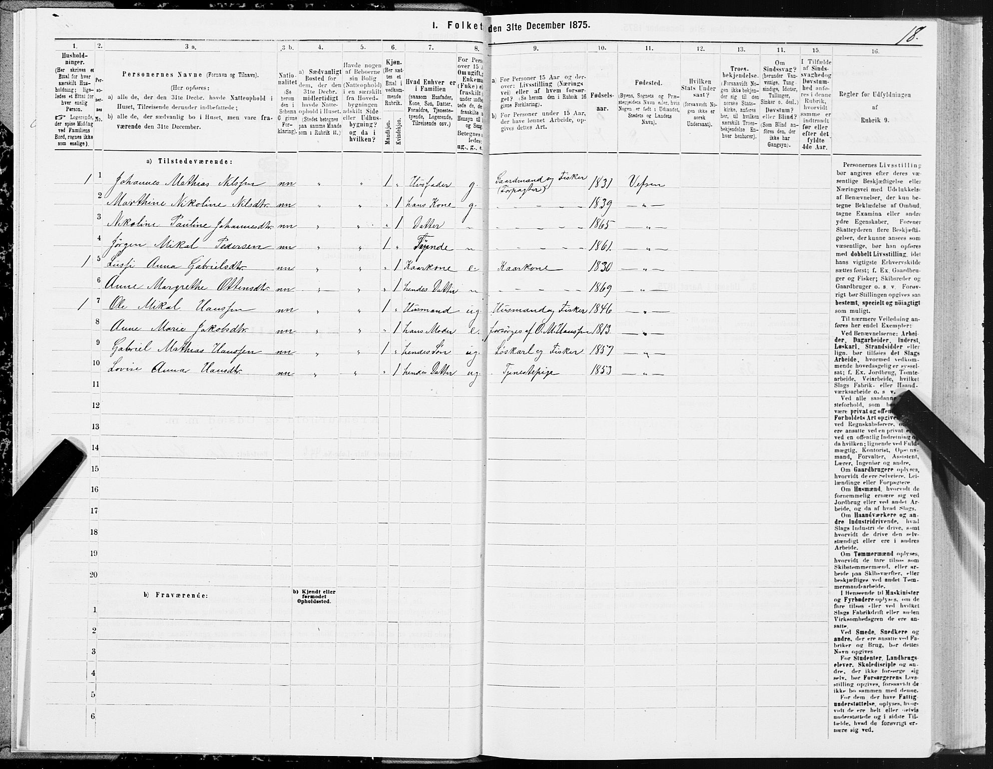 SAT, Folketelling 1875 for 1824L Vefsn prestegjeld, Vefsn sokn, 1875, s. 1018