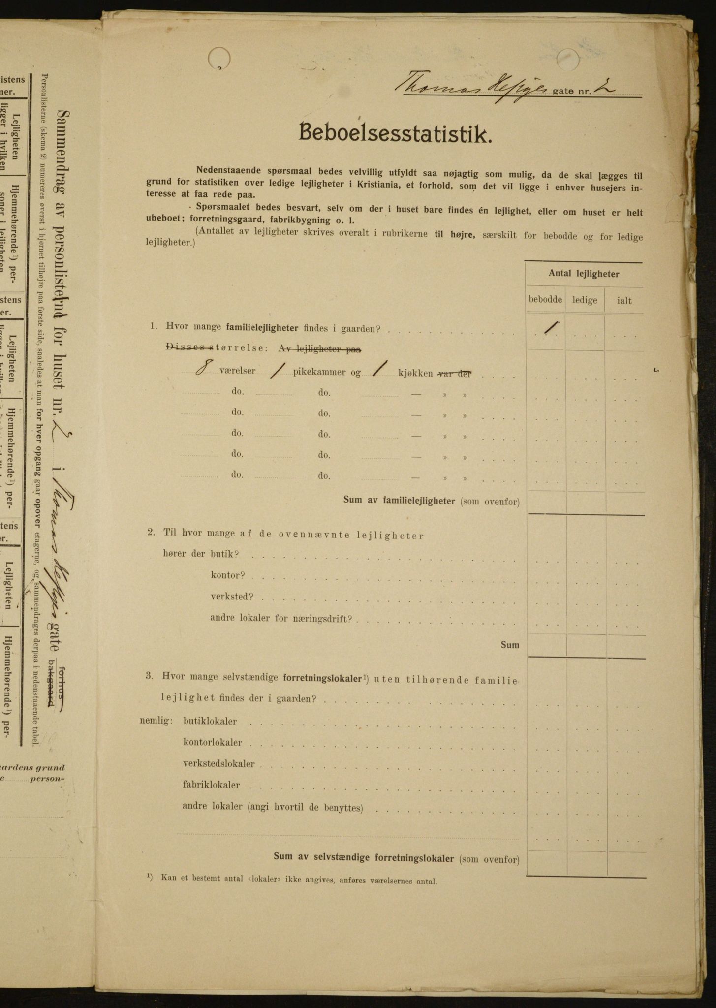 OBA, Kommunal folketelling 1.2.1909 for Kristiania kjøpstad, 1909, s. 98655