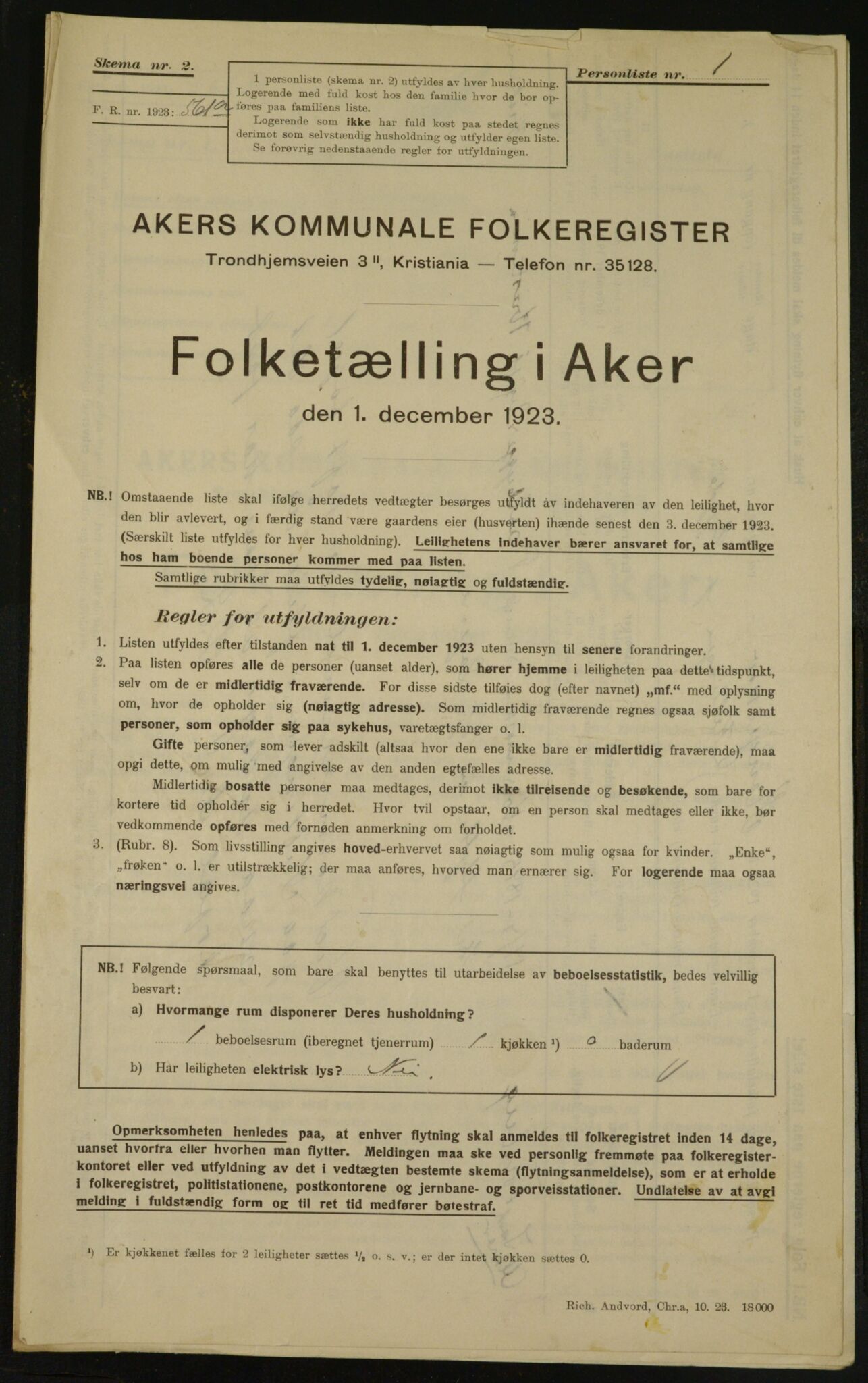 , Kommunal folketelling 1.12.1923 for Aker, 1923, s. 3268