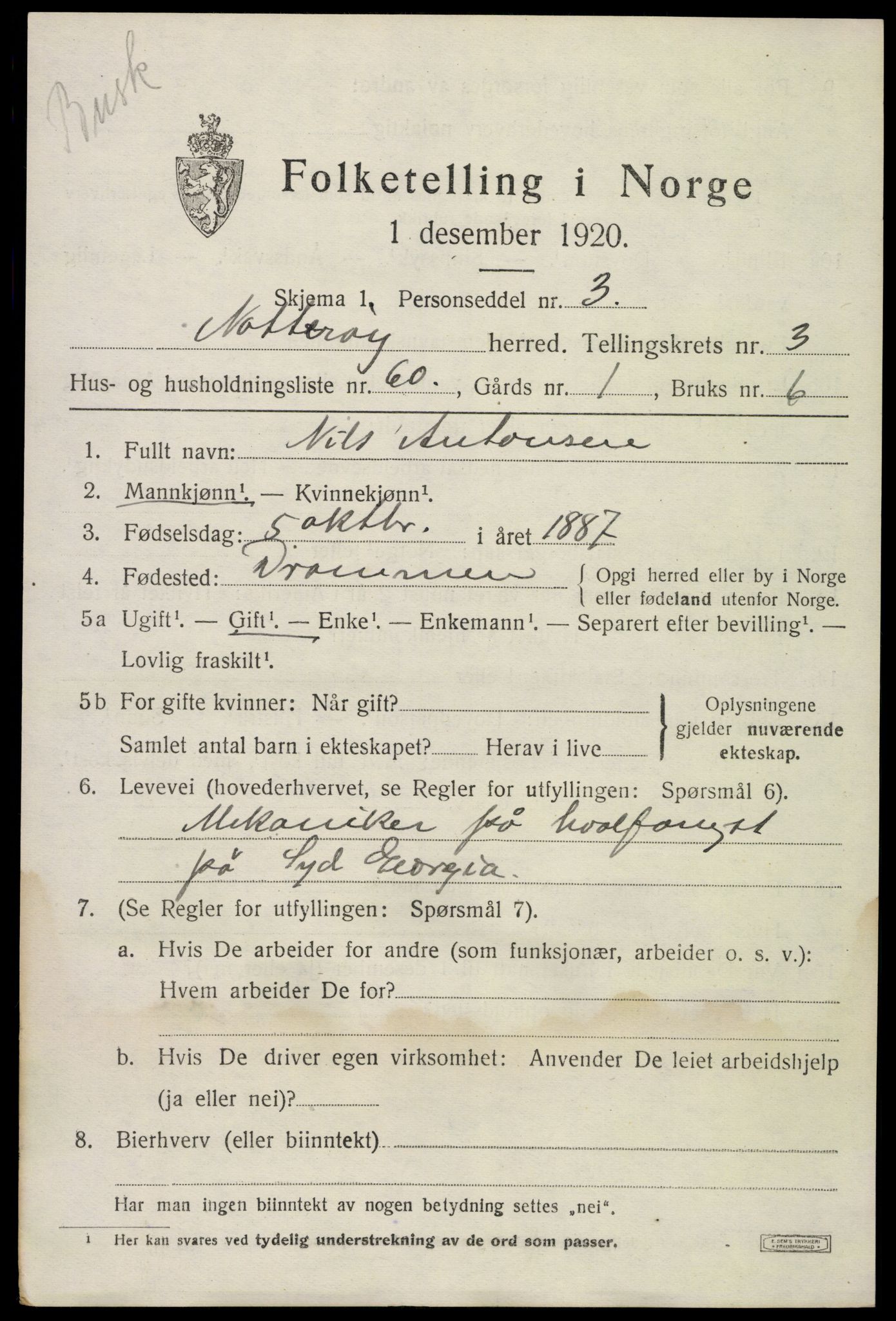 SAKO, Folketelling 1920 for 0722 Nøtterøy herred, 1920, s. 6177