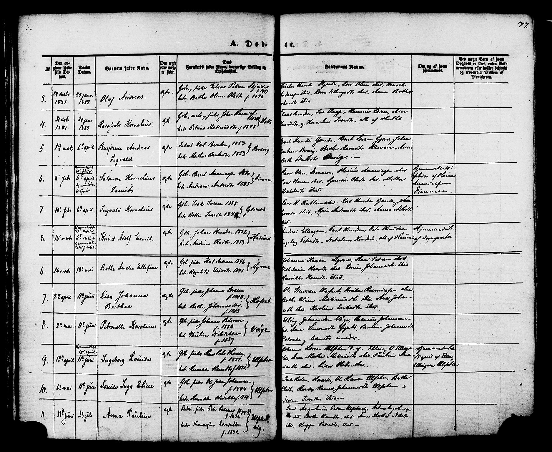 Ministerialprotokoller, klokkerbøker og fødselsregistre - Møre og Romsdal, AV/SAT-A-1454/509/L0105: Ministerialbok nr. 509A03, 1848-1882, s. 77