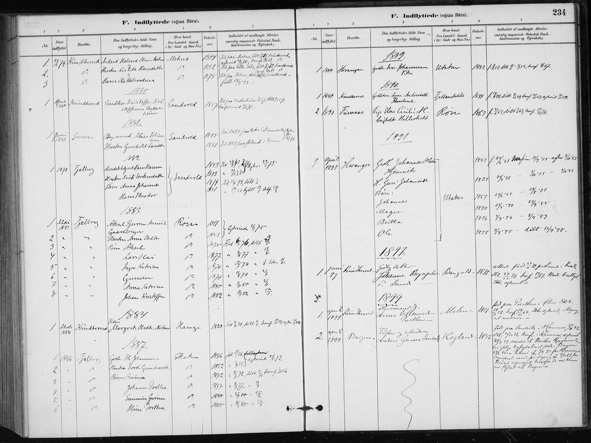 Skånevik sokneprestembete, AV/SAB-A-77801/H/Haa: Ministerialbok nr. C  1, 1879-1917, s. 234