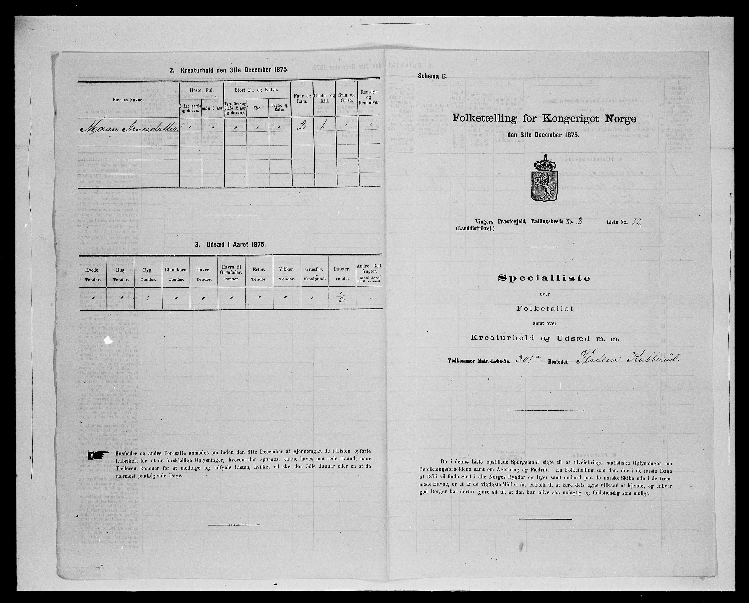 SAH, Folketelling 1875 for 0421L Vinger prestegjeld, Vinger sokn og Austmarka sokn, 1875, s. 384