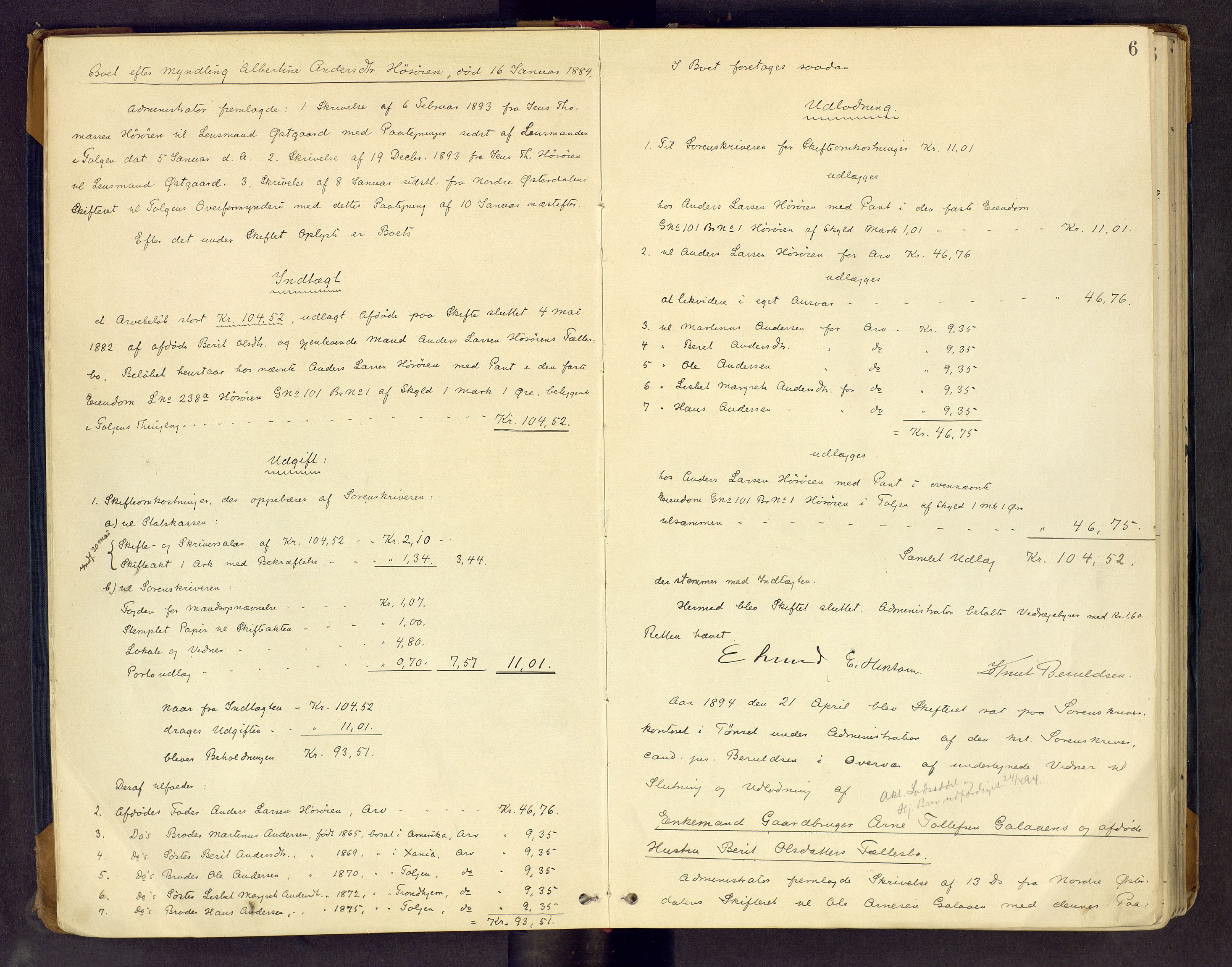 Nord-Østerdal tingrett, AV/SAH-TING-020/J/Jd/L0005: Skifteutlodningsprotokoll, 1893-1907, s. 6