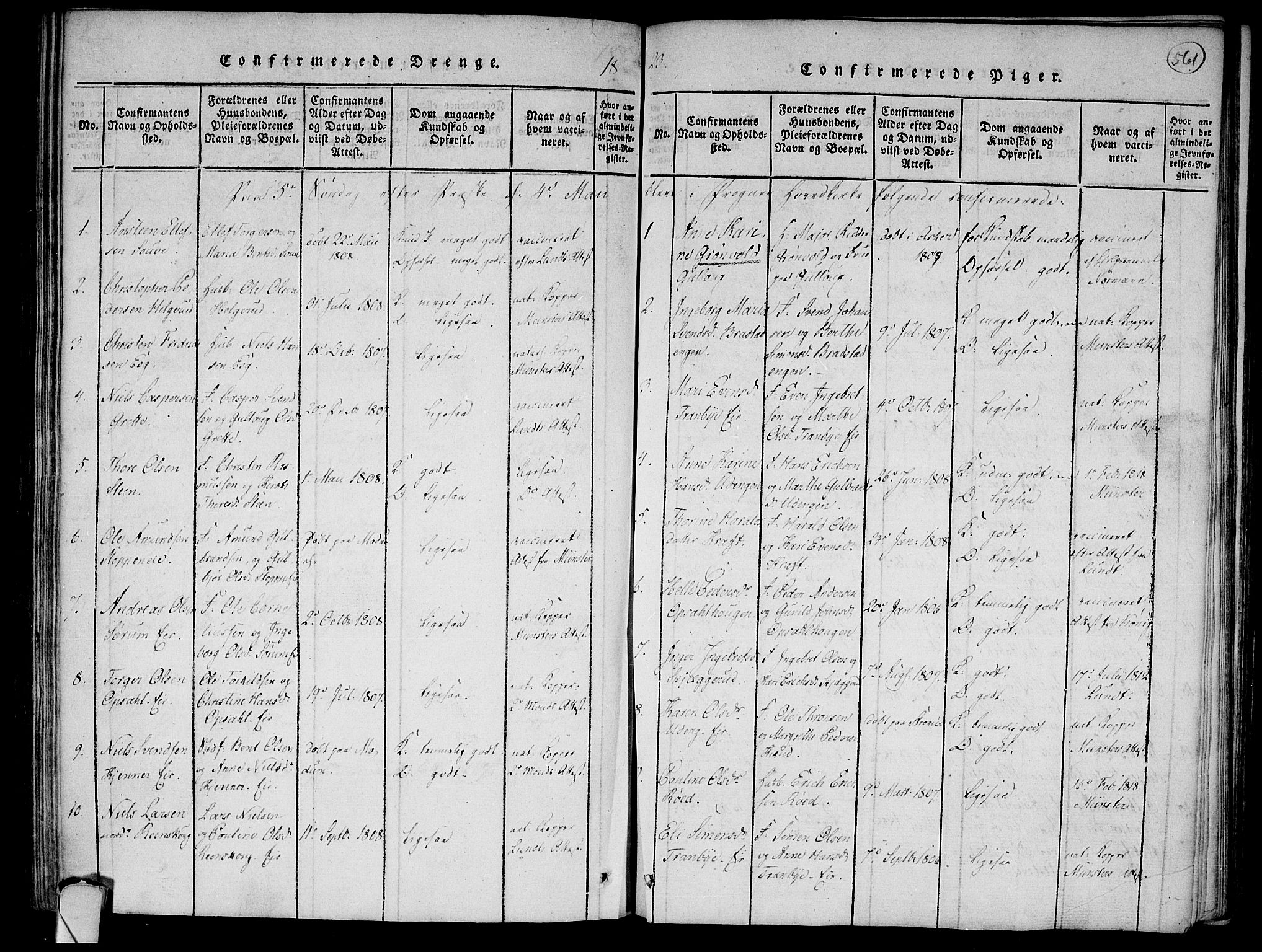 Lier kirkebøker, AV/SAKO-A-230/F/Fa/L0008: Ministerialbok nr. I 8, 1813-1825, s. 560-561