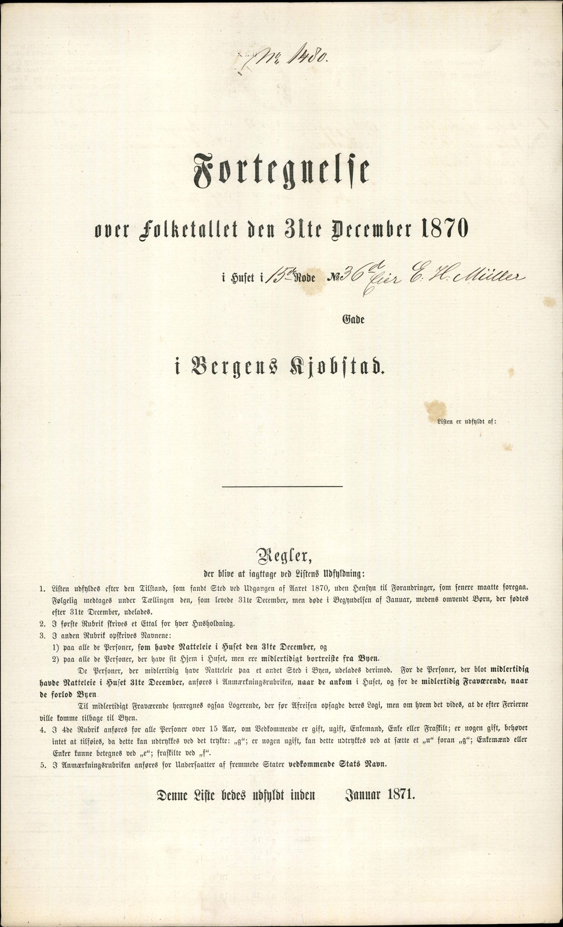 RA, Folketelling 1870 for 1301 Bergen kjøpstad, 1870