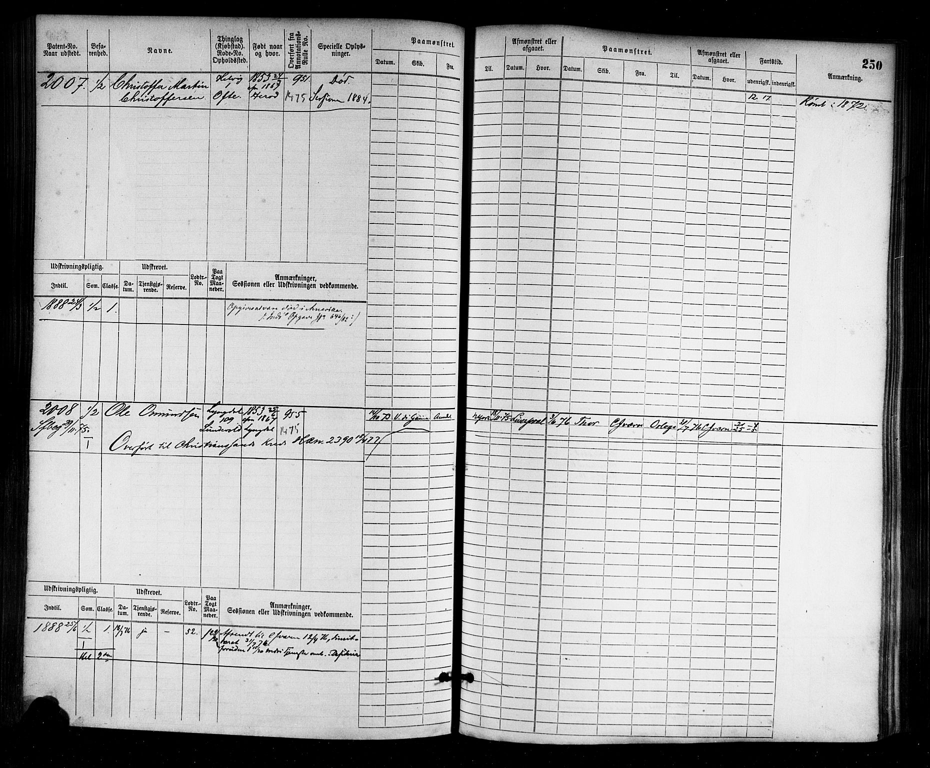 Farsund mønstringskrets, AV/SAK-2031-0017/F/Fb/L0003: Hovedrulle nr 1509-2274, M-6, 1868-1915, s. 256