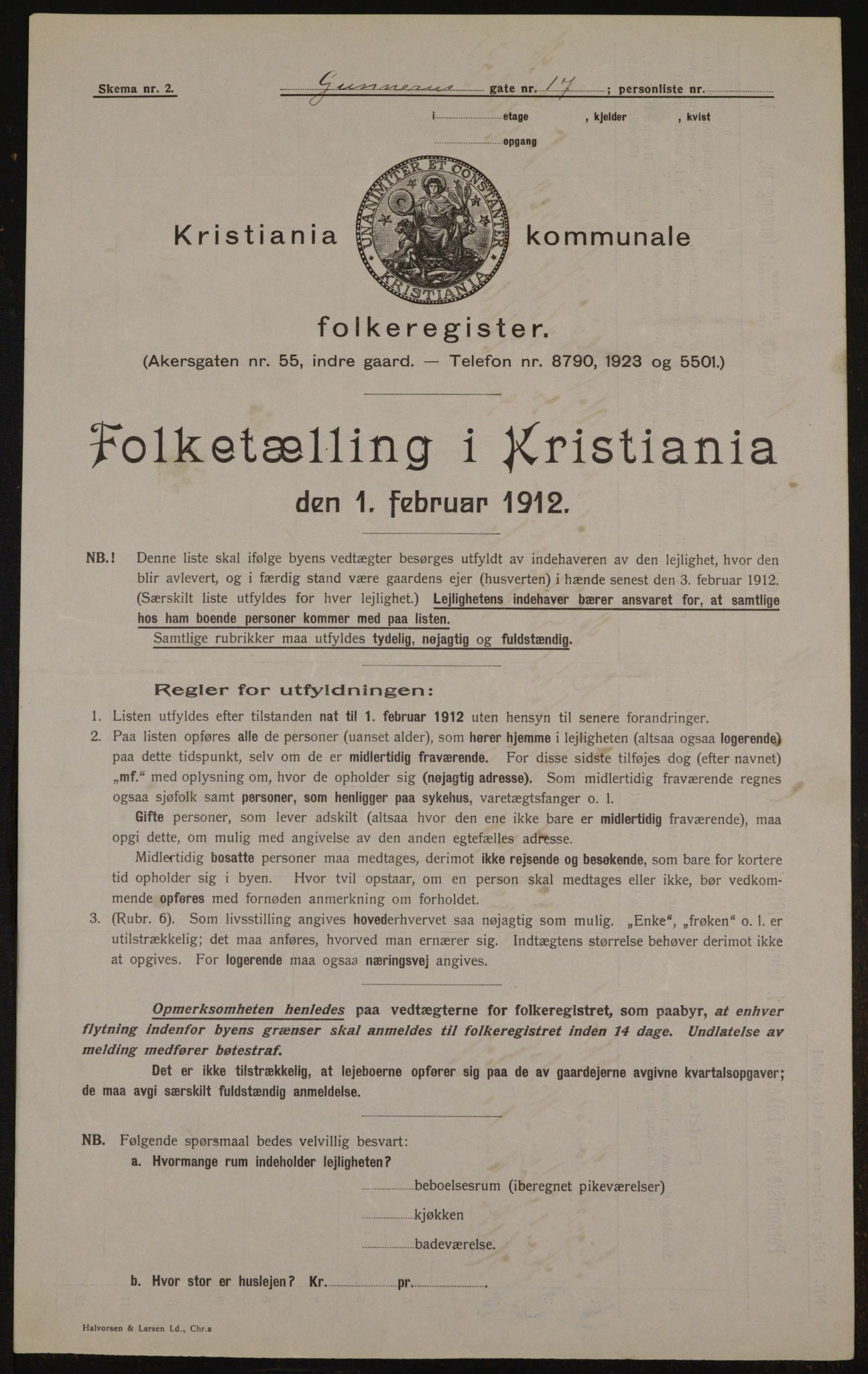 OBA, Kommunal folketelling 1.2.1912 for Kristiania, 1912, s. 32443