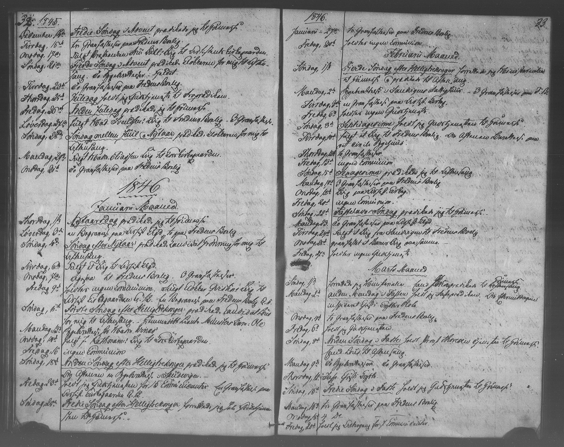 Korskirken sokneprestembete, AV/SAB-A-76101/H/Haa/L0067: Residerende kapellans bok nr. A 2, 1844-1854, s. 32-33