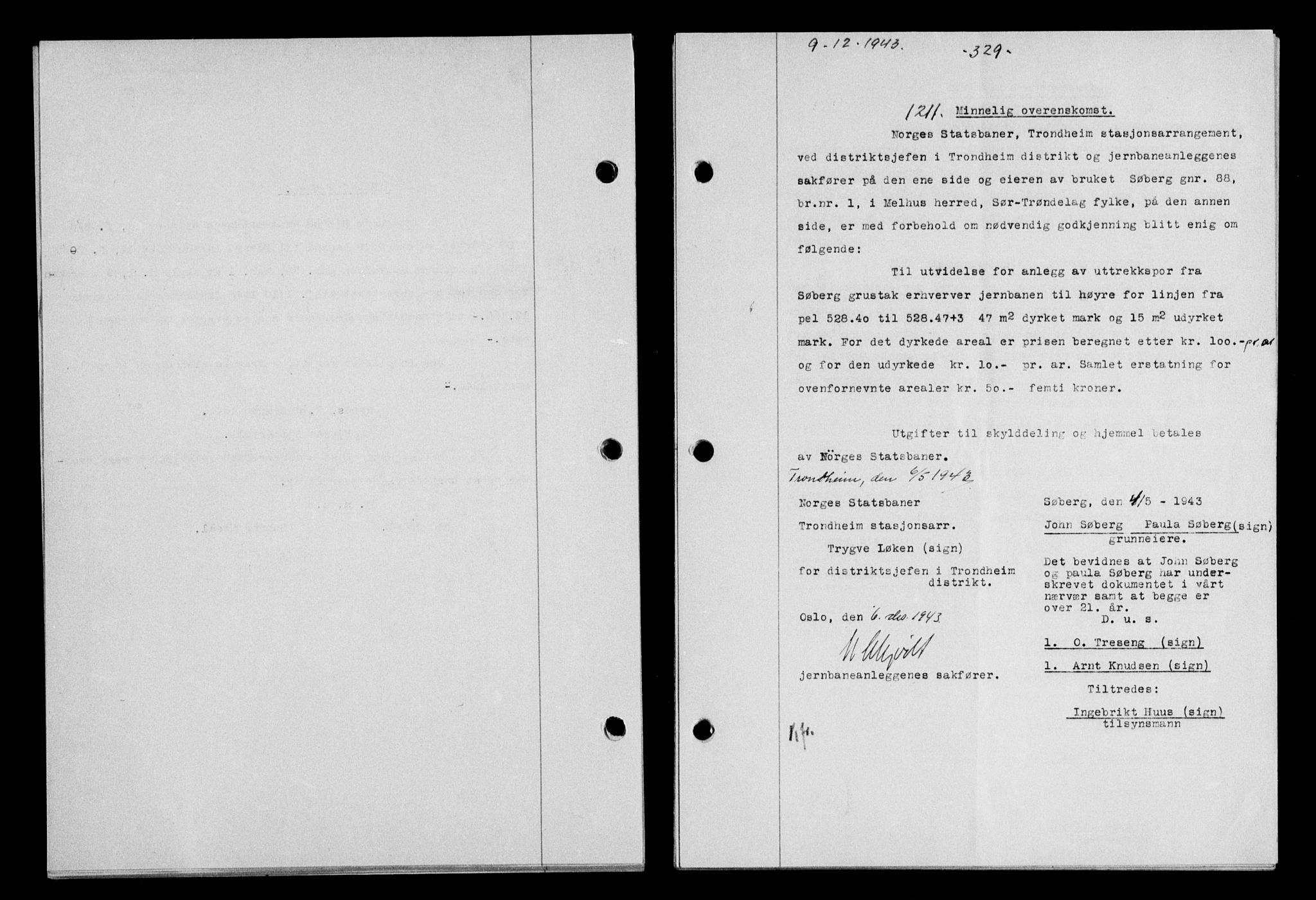 Gauldal sorenskriveri, SAT/A-0014/1/2/2C/L0057: Pantebok nr. 62, 1943-1944, Dagboknr: 1211/1943