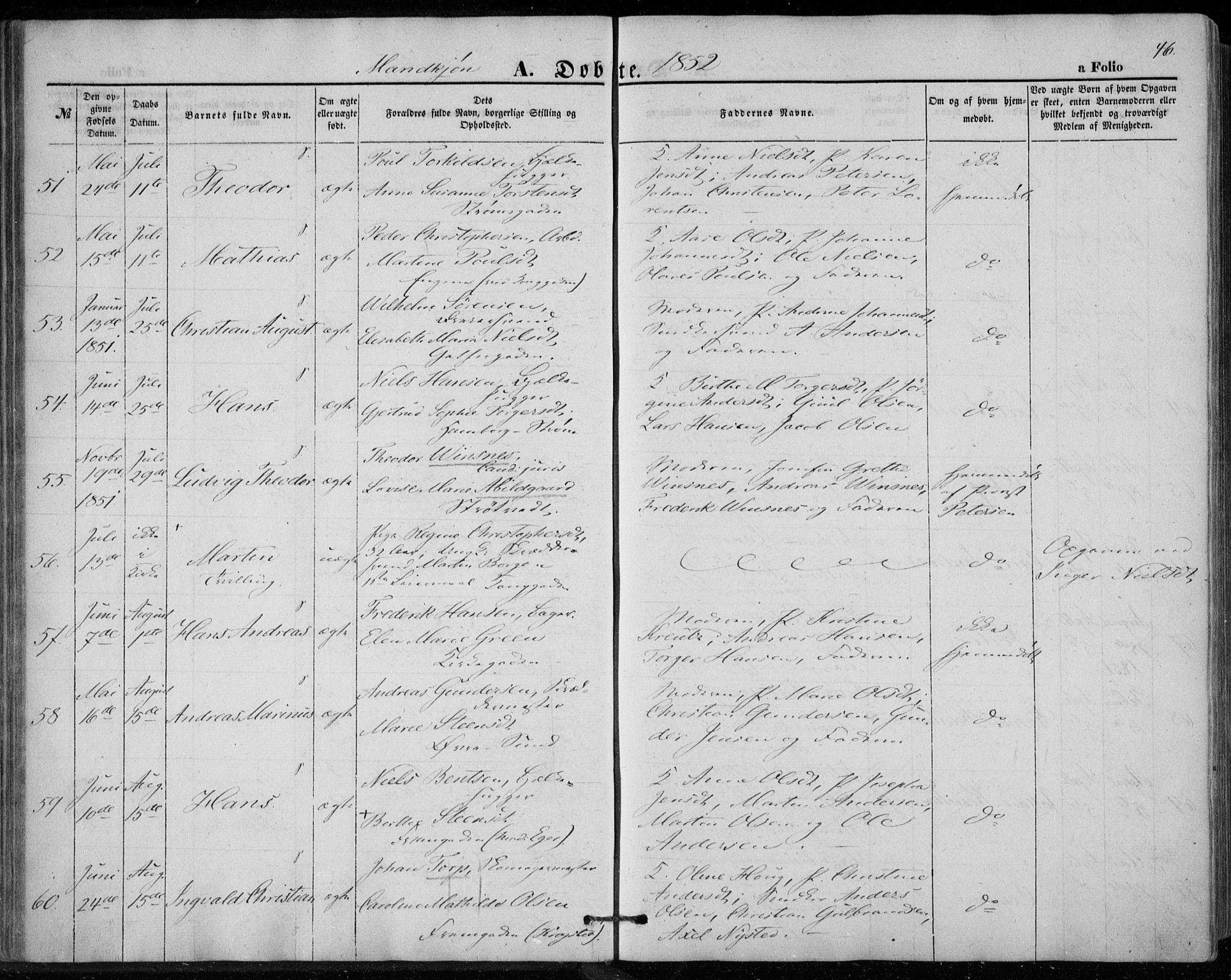 Bragernes kirkebøker, AV/SAKO-A-6/F/Fb/L0002: Ministerialbok nr. II 2, 1848-1859, s. 46