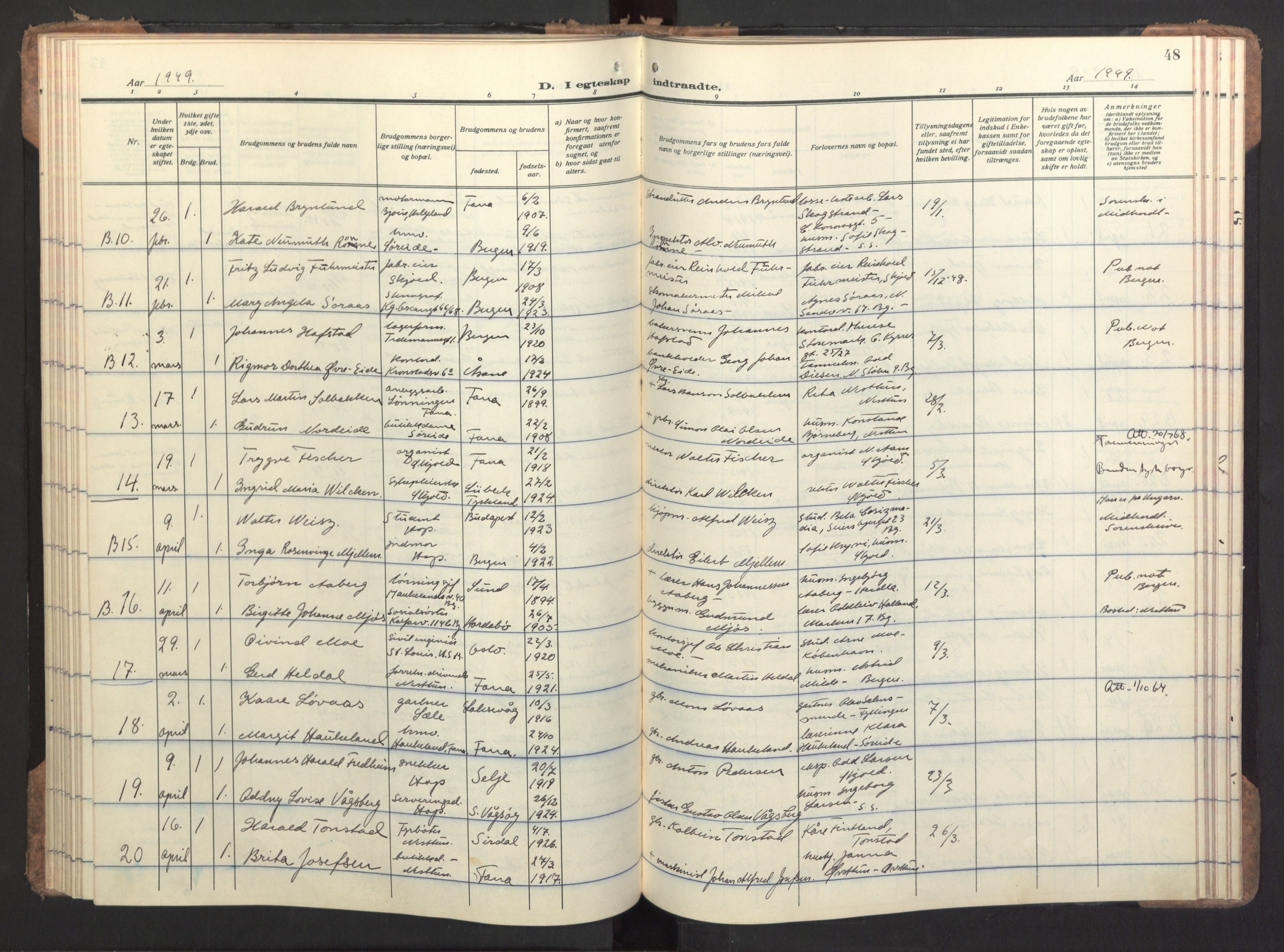 Birkeland Sokneprestembete, AV/SAB-A-74601/H/Haa/Haac/L0001: Ministerialbok nr. C 1, 1944-1954, s. 48