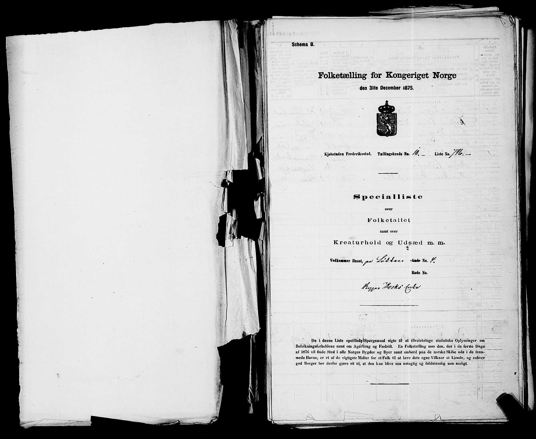 RA, Folketelling 1875 for 0103B Fredrikstad prestegjeld, Fredrikstad kjøpstad, 1875, s. 1708