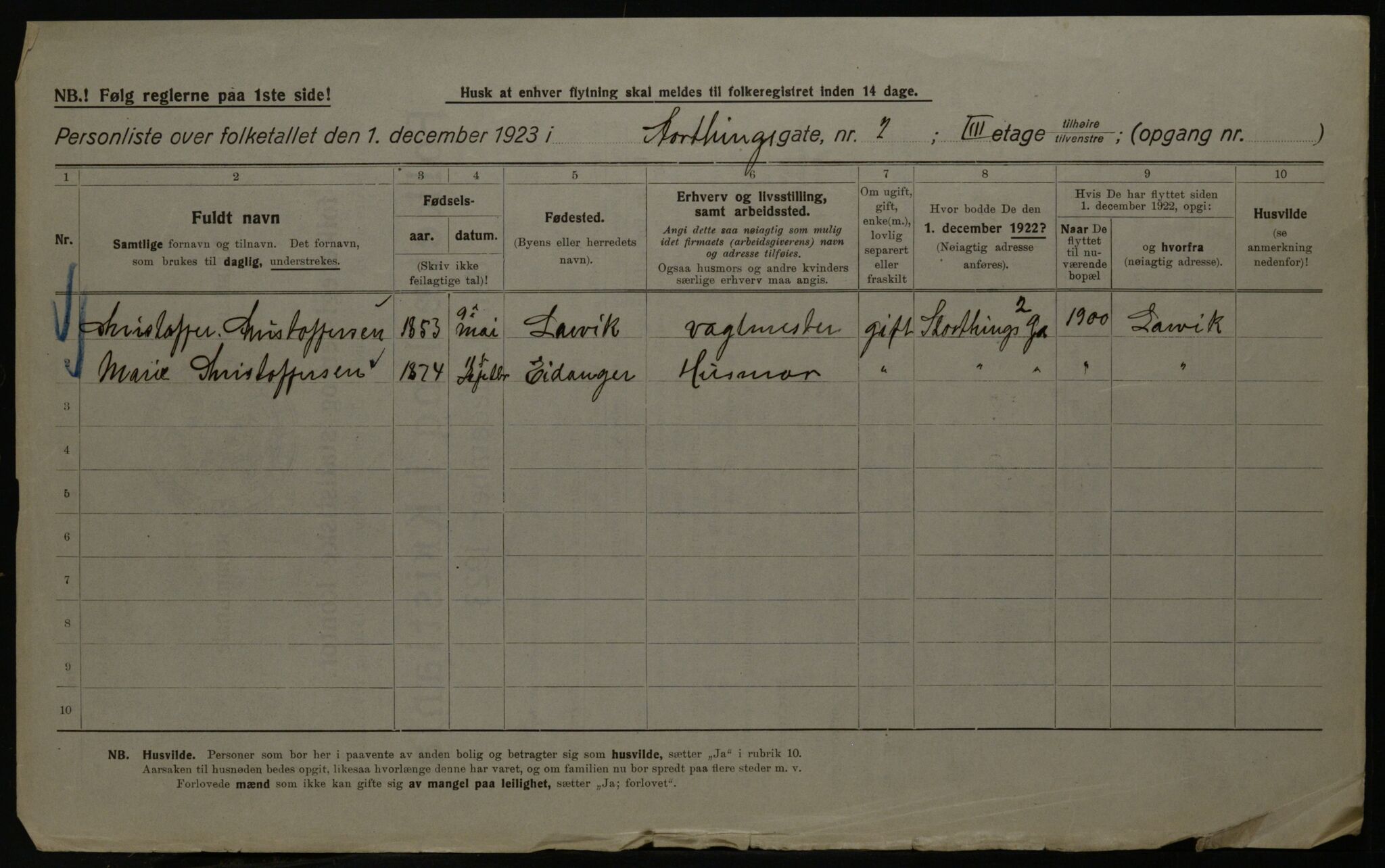 OBA, Kommunal folketelling 1.12.1923 for Kristiania, 1923, s. 114619