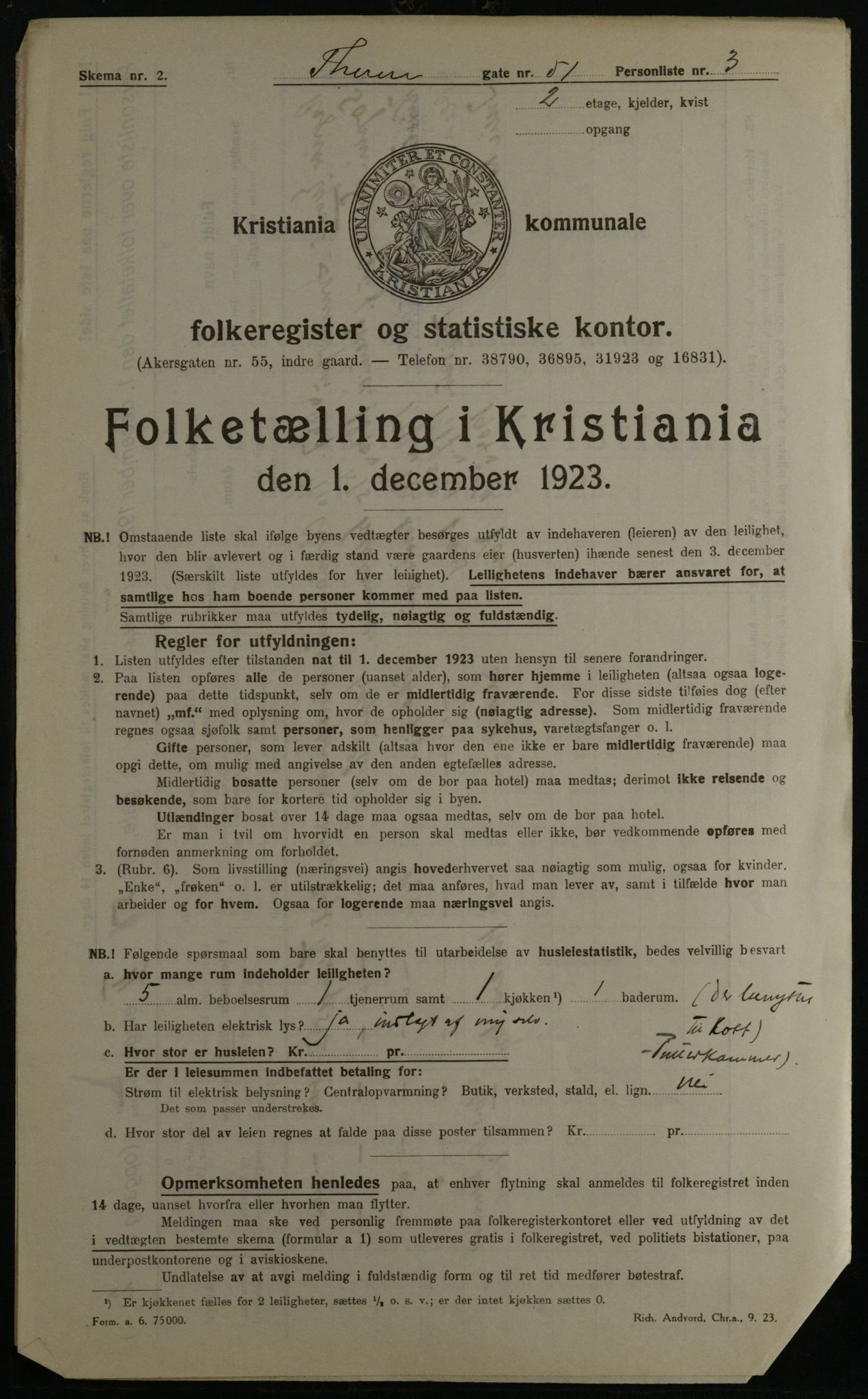 OBA, Kommunal folketelling 1.12.1923 for Kristiania, 1923, s. 120211