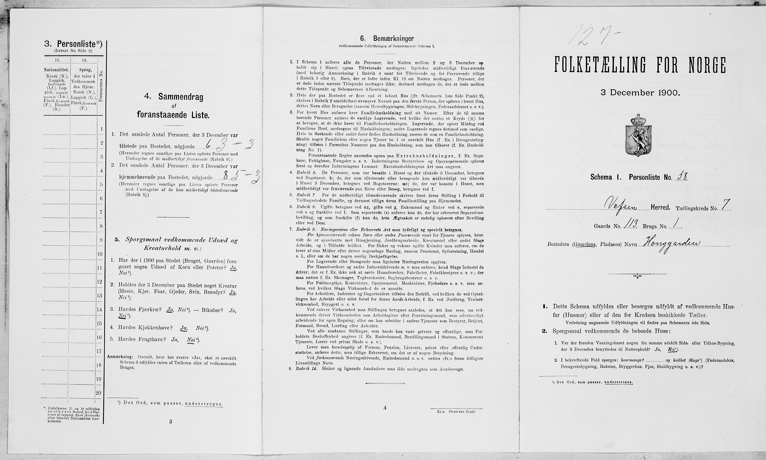 SAT, Folketelling 1900 for 1824 Vefsn herred, 1900, s. 613