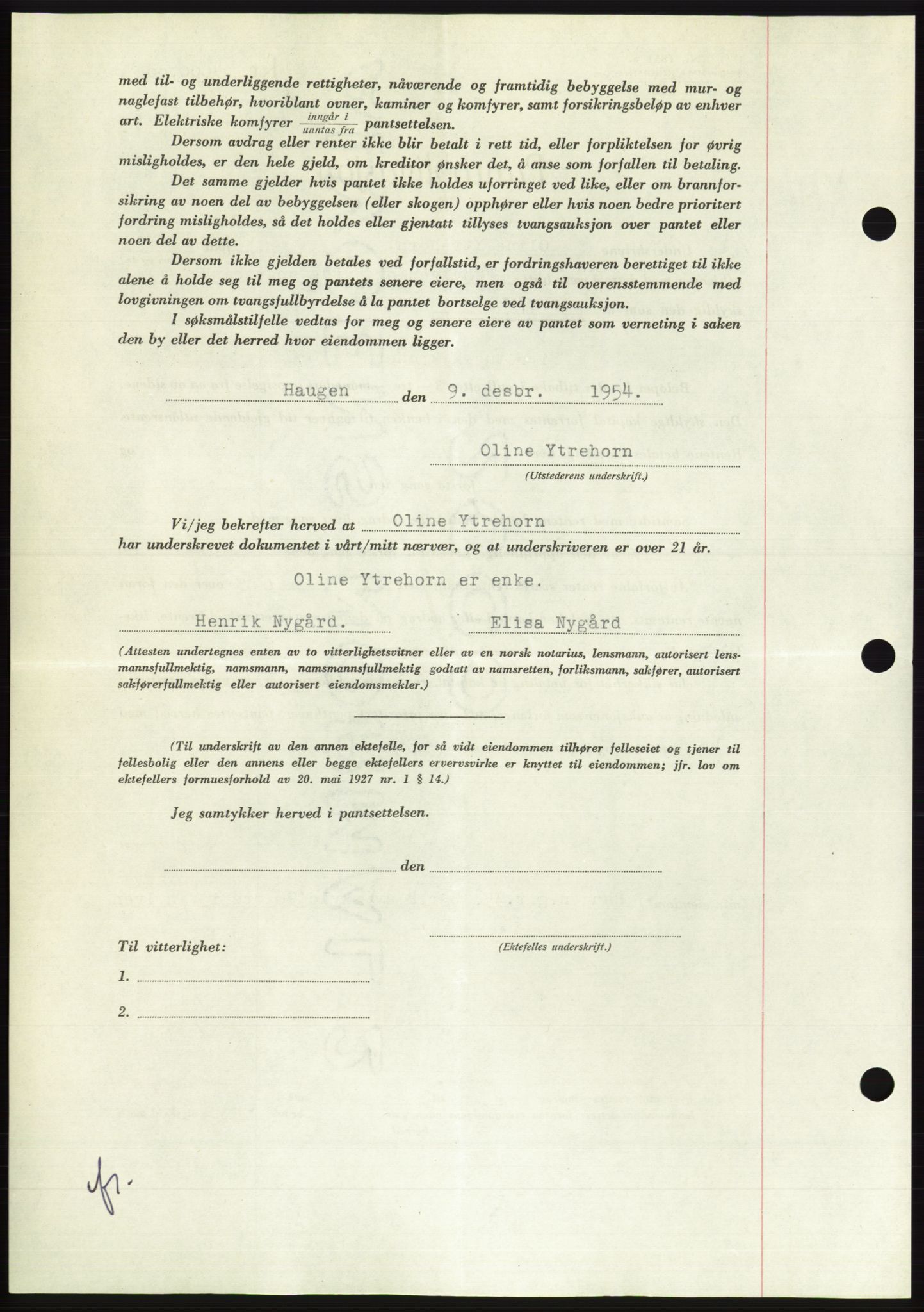 Søre Sunnmøre sorenskriveri, AV/SAT-A-4122/1/2/2C/L0126: Pantebok nr. 14B, 1954-1955, Dagboknr: 3290/1954