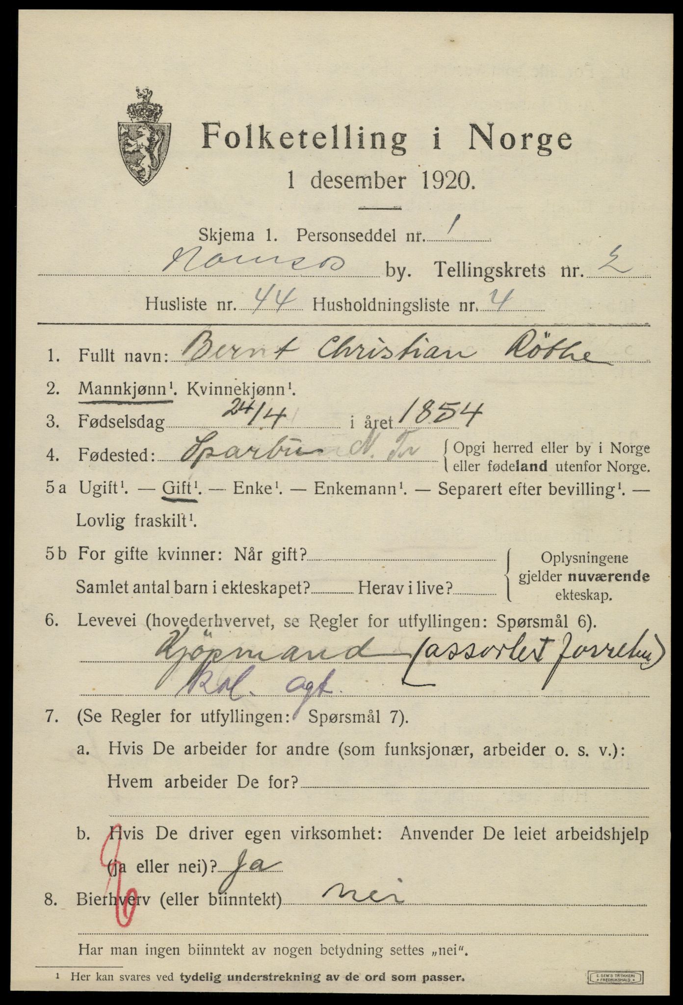 SAT, Folketelling 1920 for 1703 Namsos ladested, 1920, s. 3731